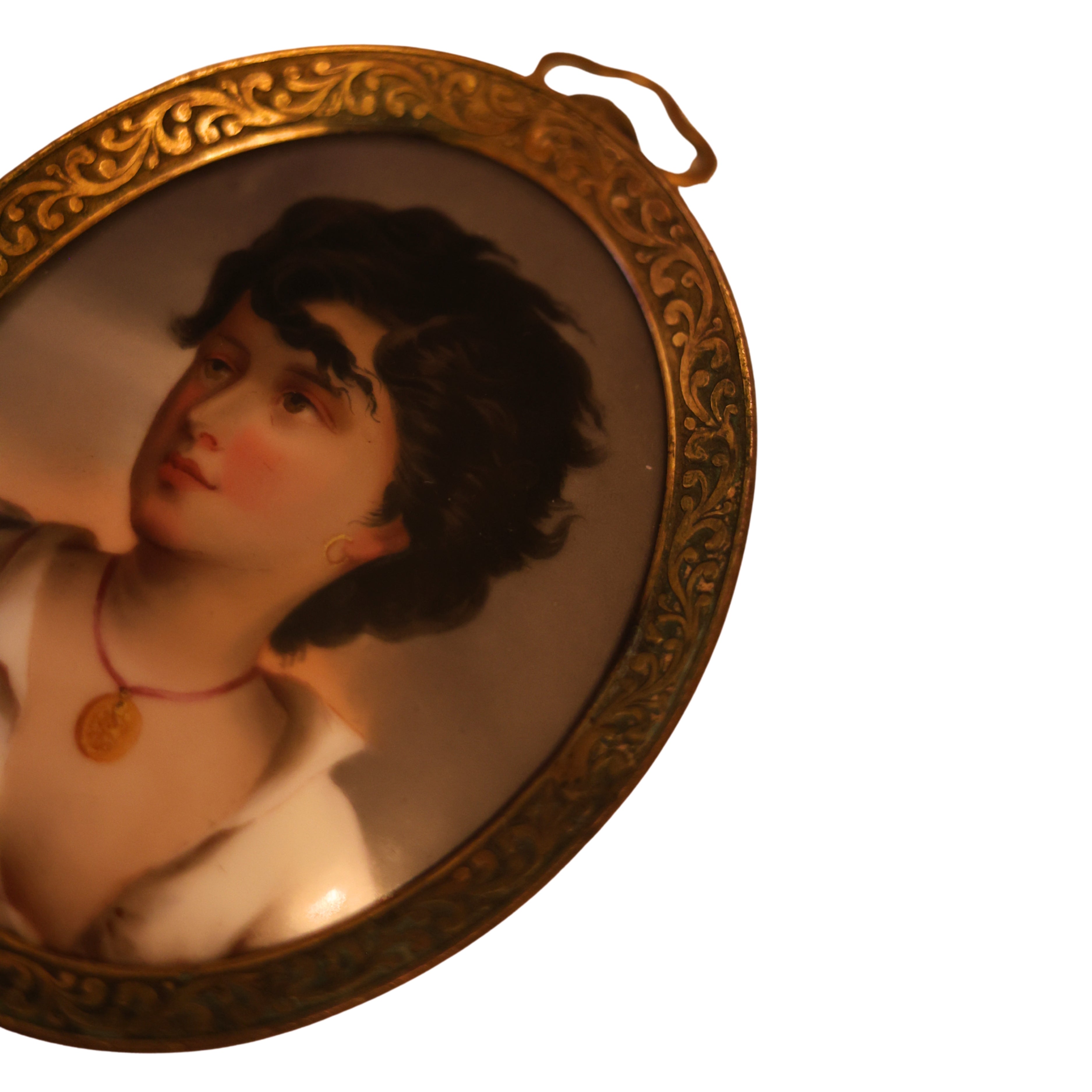 Hand-Painted Porcelain Medallion — “Junger Neapolitaner”