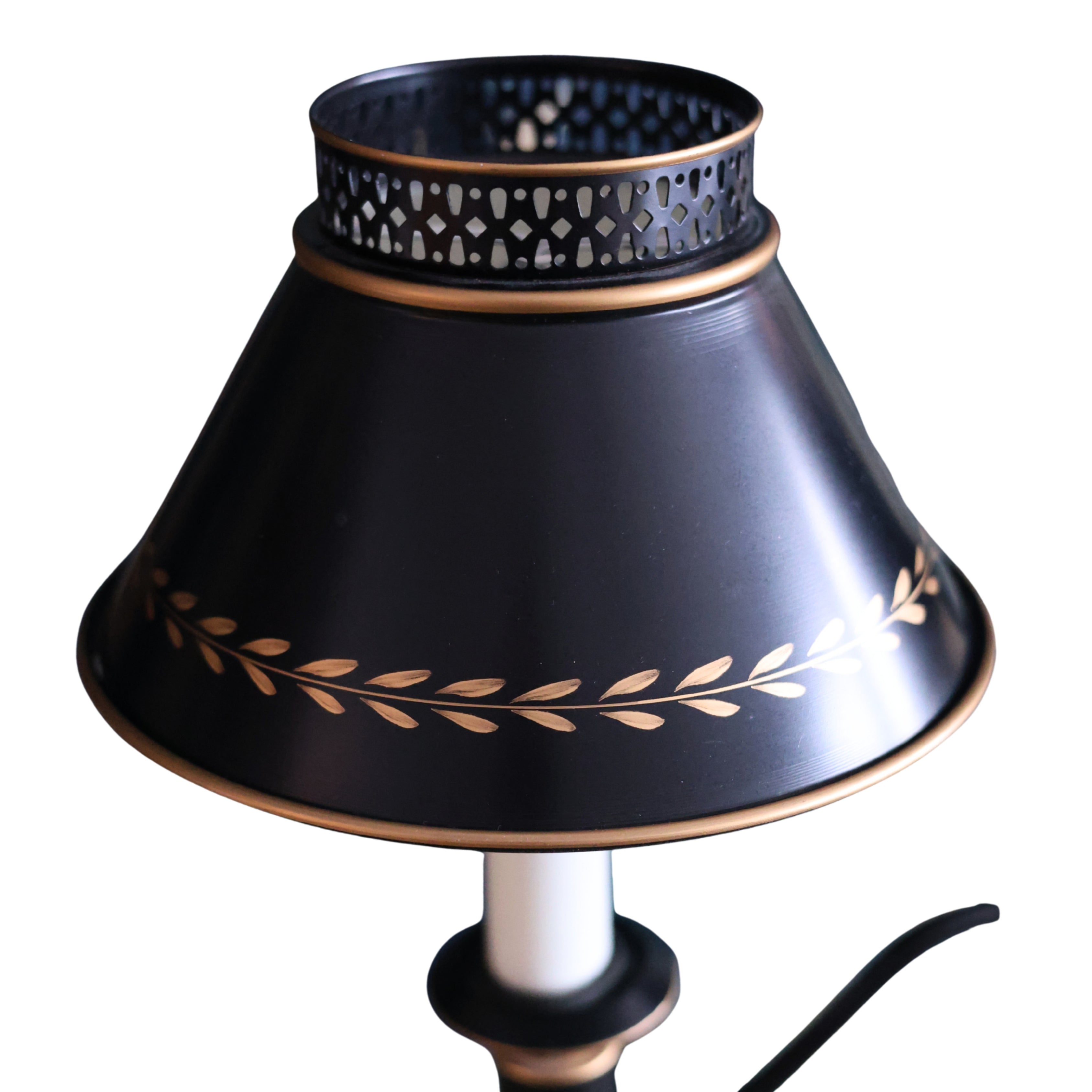 Black Tôle Double-Arm Table Lamp with Painted Shades