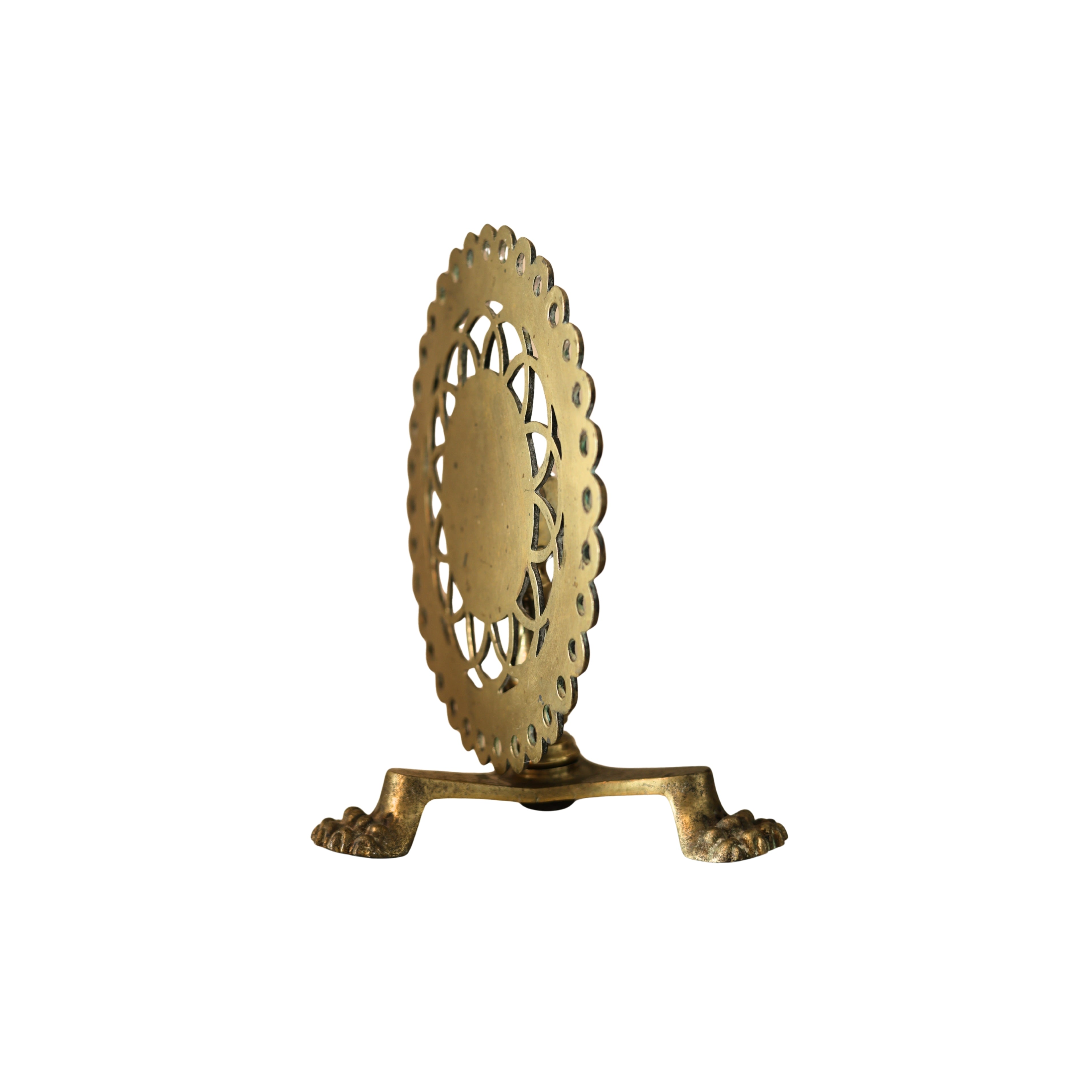 English Brass Tilt-Top Kettle Stand with Claw Feet