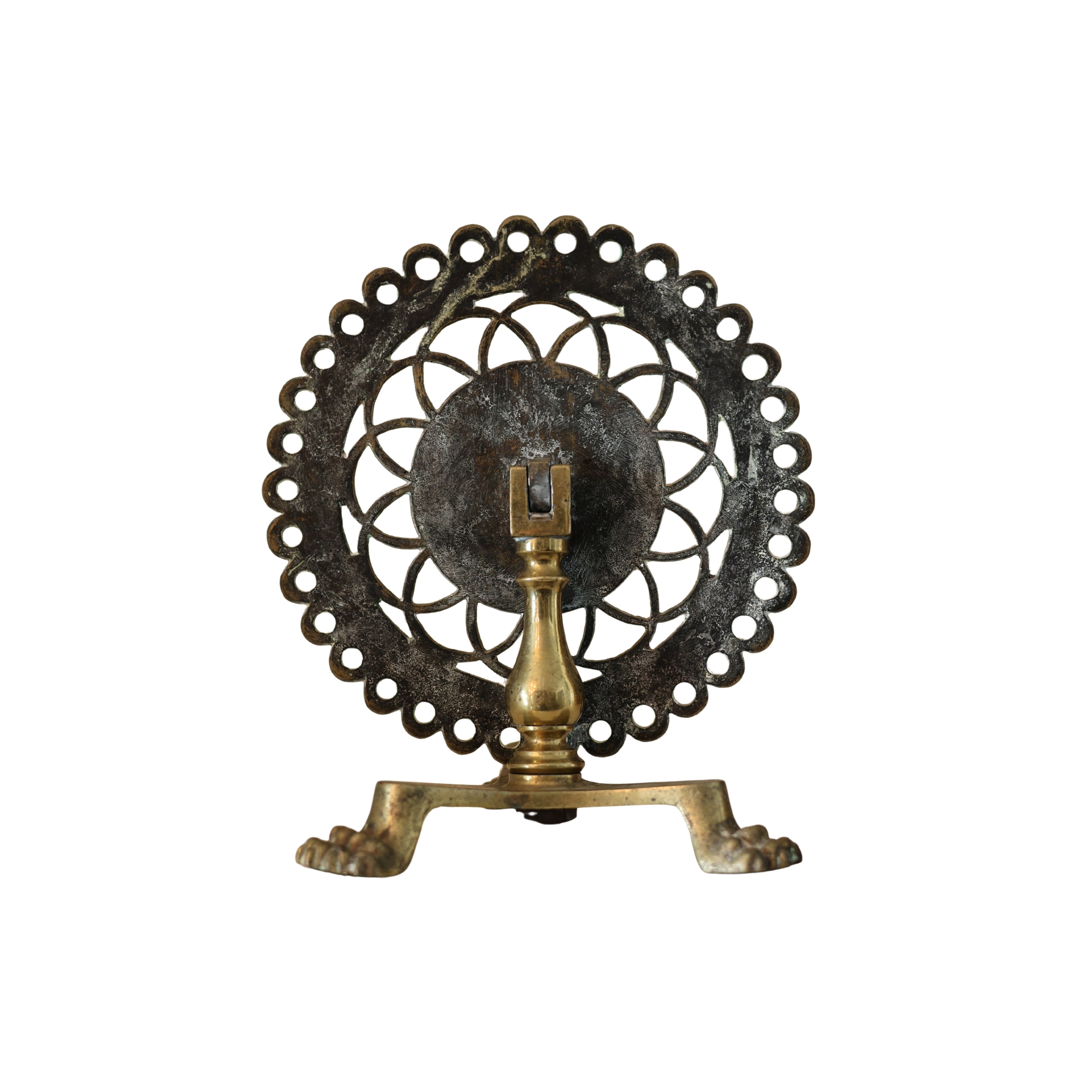 English Brass Tilt-Top Kettle Stand with Claw Feet