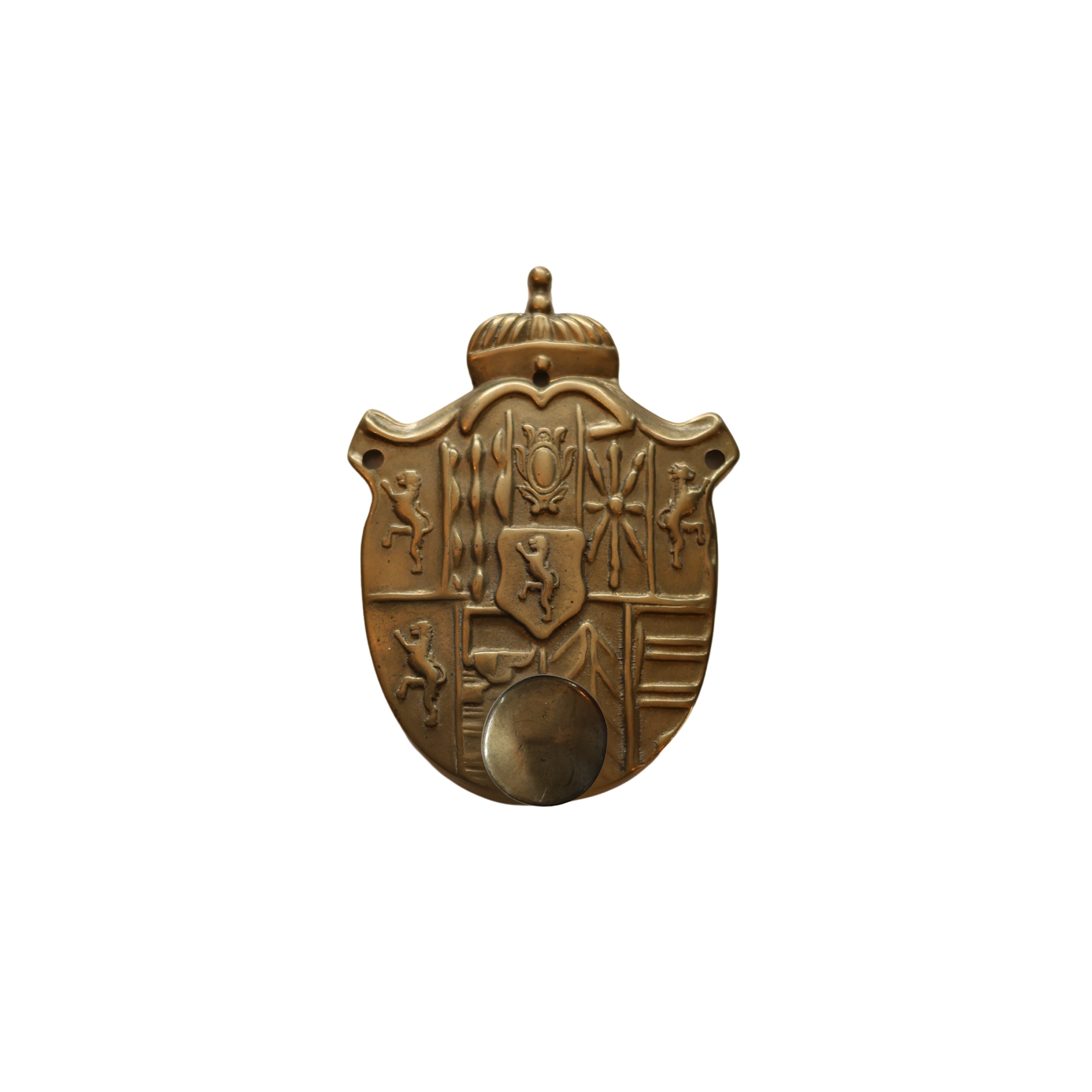 Brass Heraldic Crest Folding Wall Hook