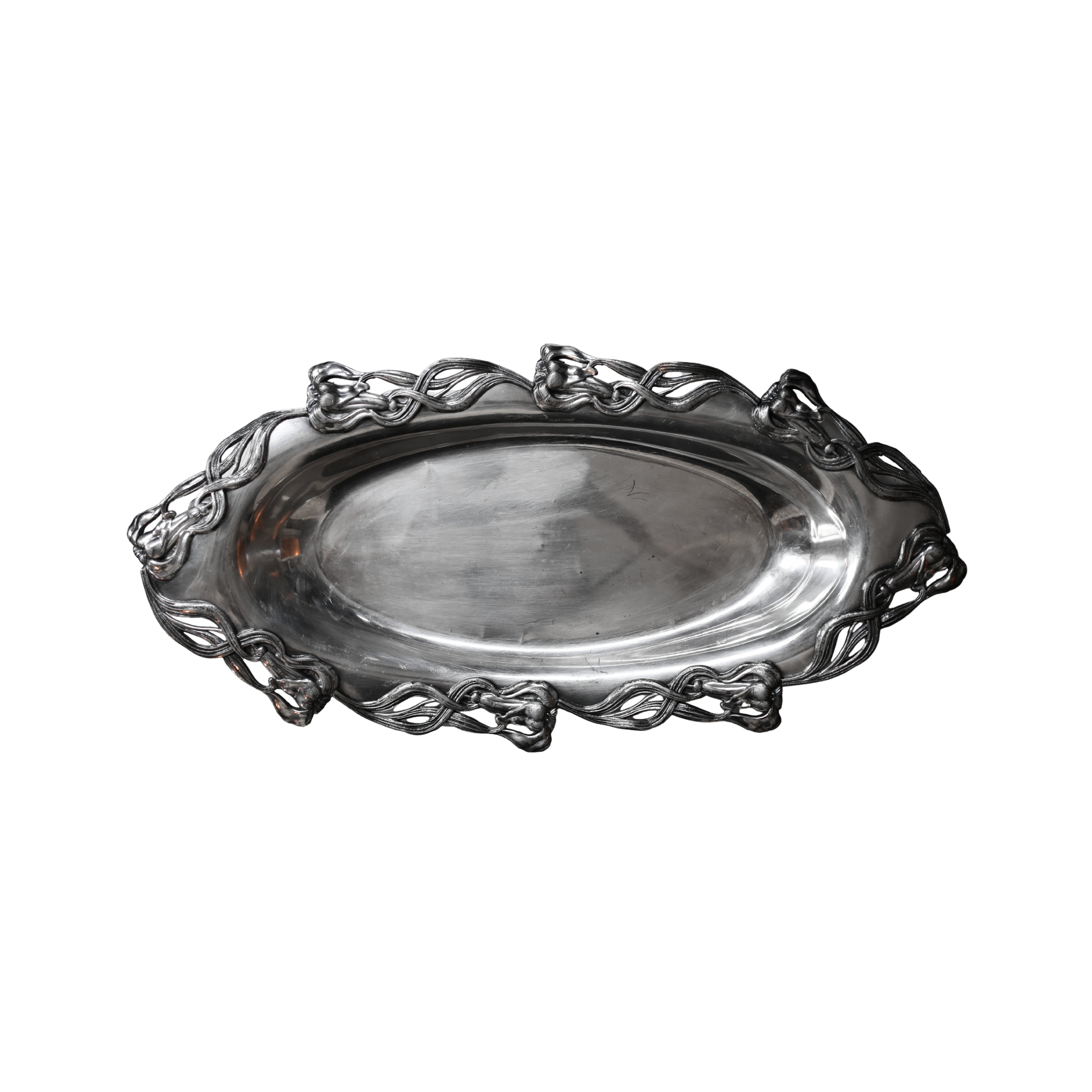 Art Nouveau Floral Silver Tray