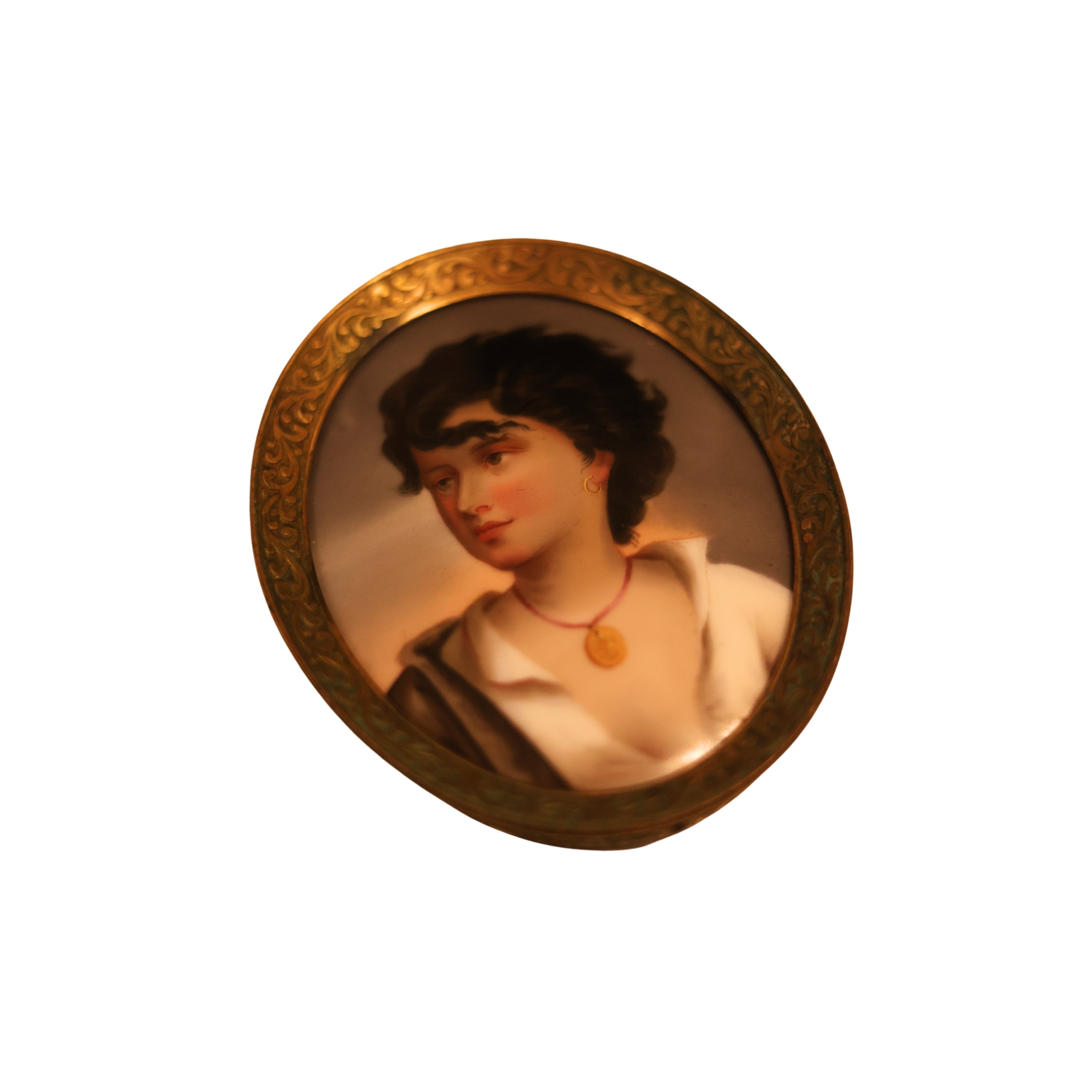 Hand-Painted Porcelain Medallion — “Junger Neapolitaner”