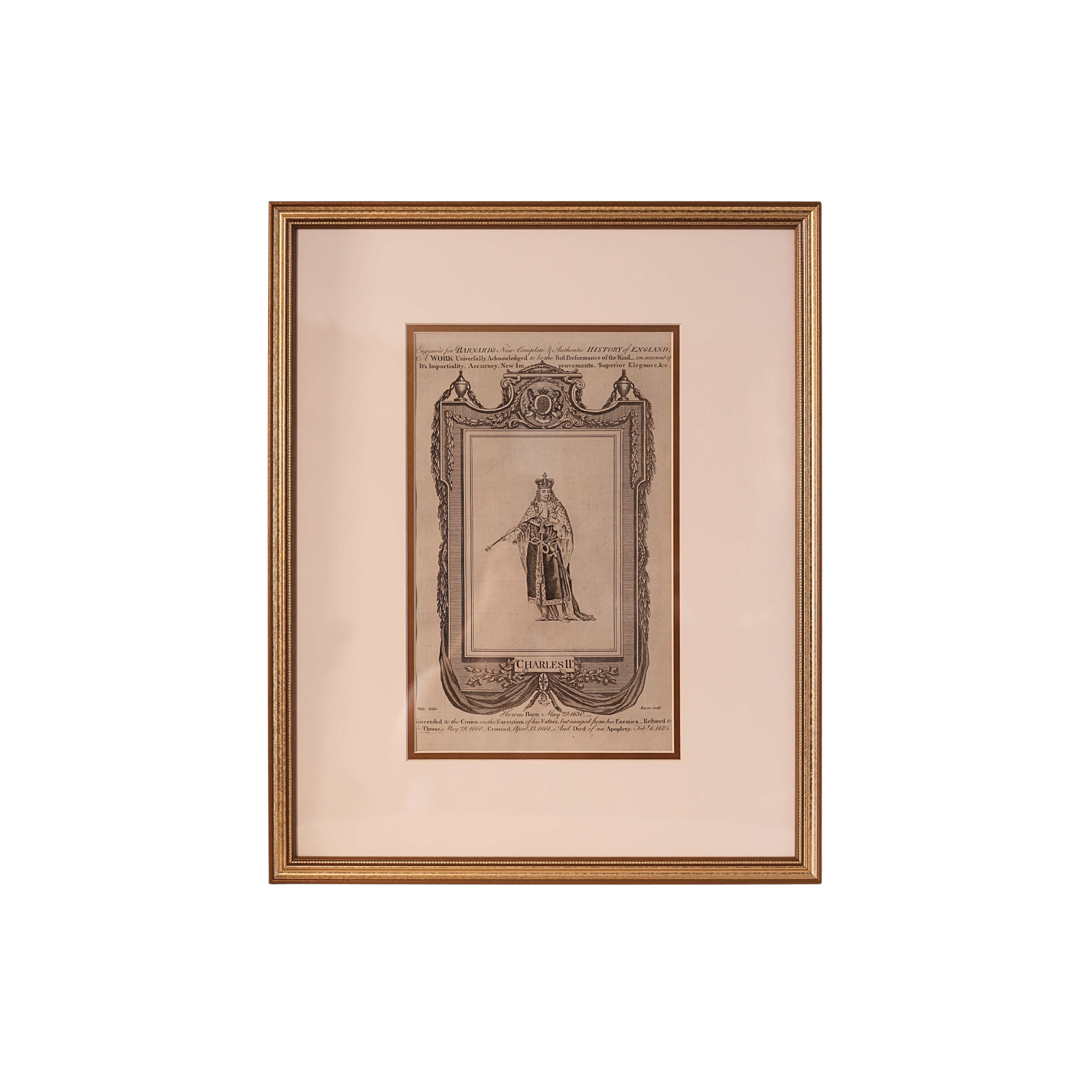 18th c. Copperplate Engraving – King Charles II