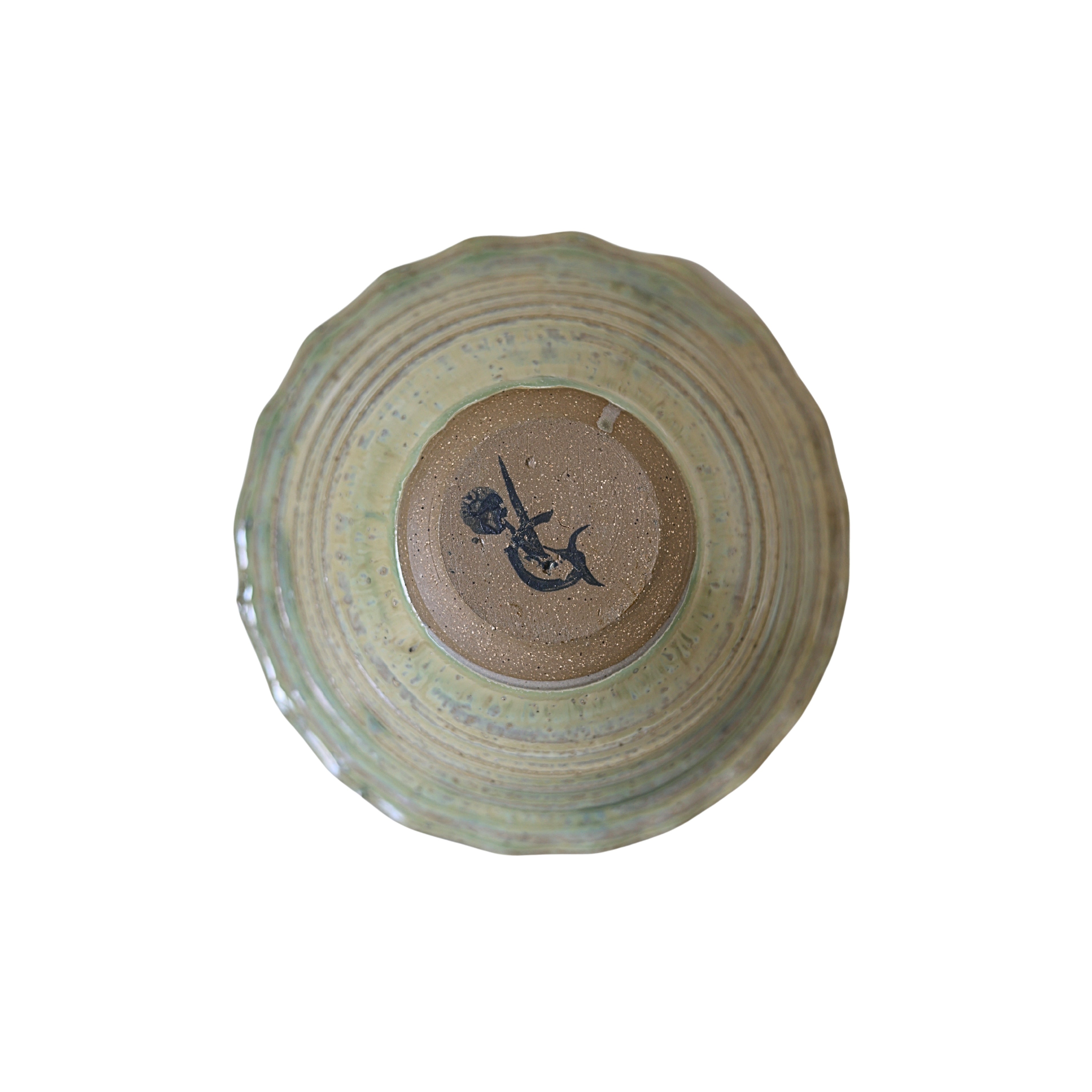 Glazed Studio Pottery Bowl with Scalloped Rim