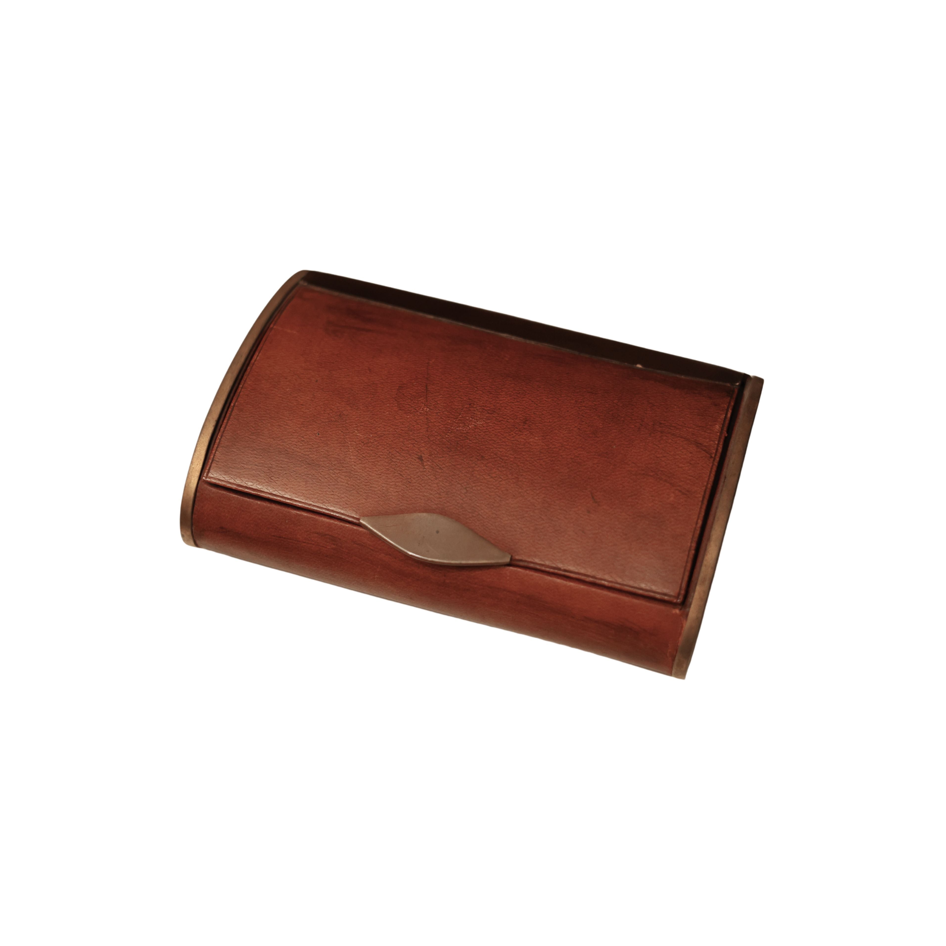 Leather Domed Box with Brass Detailing