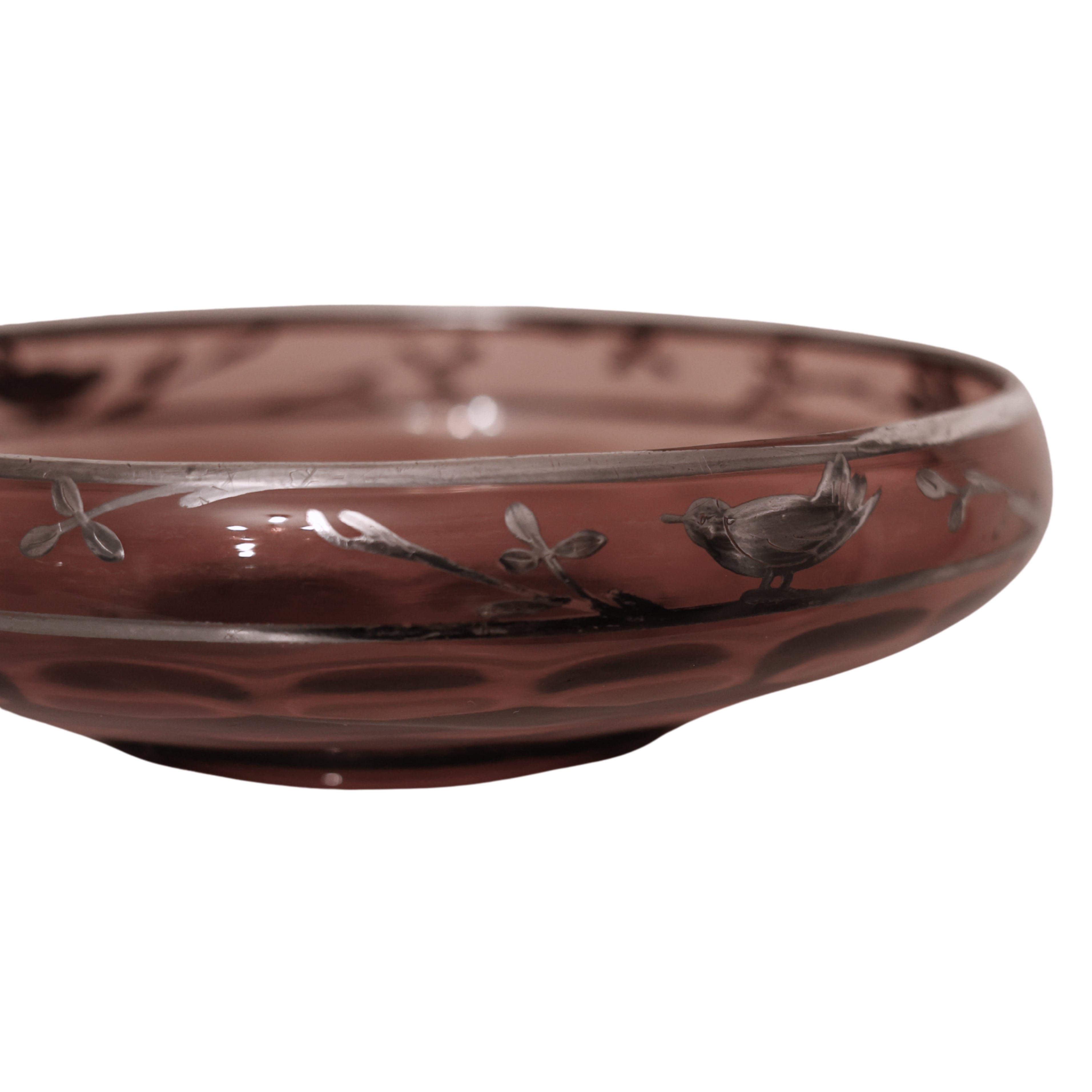 Cambridge Glass Amethyst Bowl with Silver Overlay