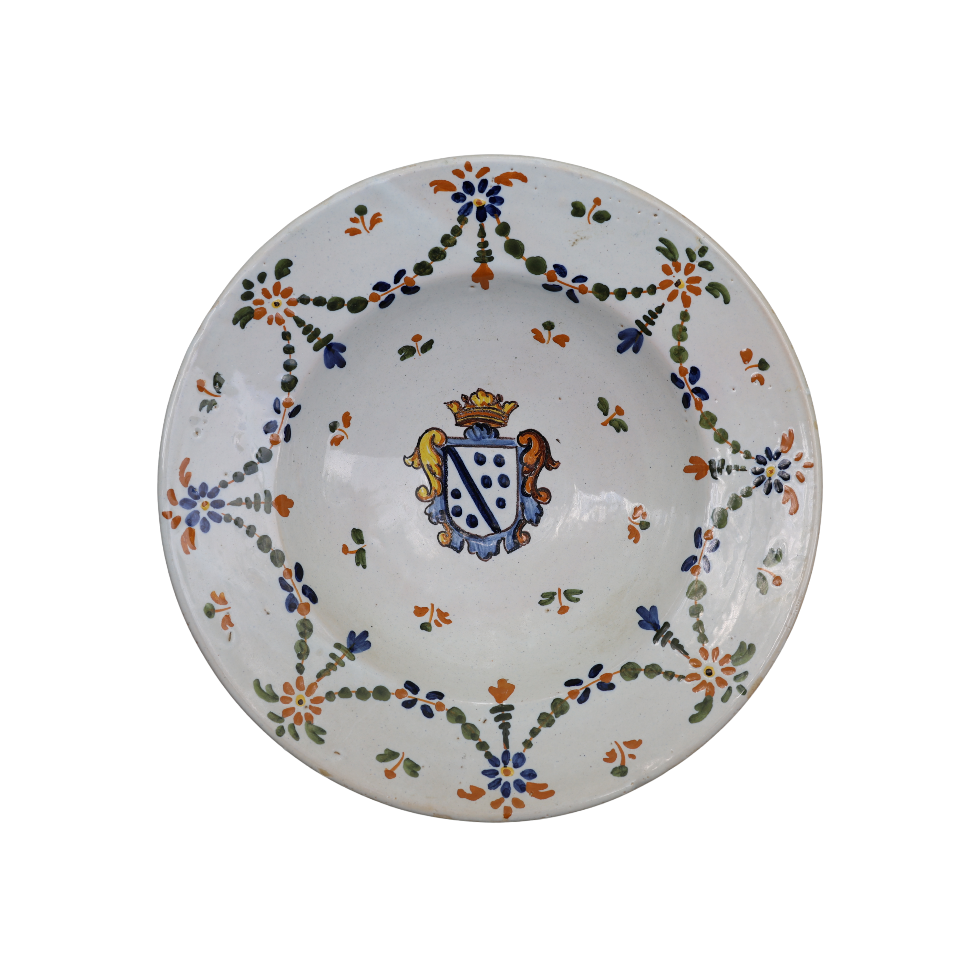 Hand-Painted Spanish Talavera Armorial Bowl
