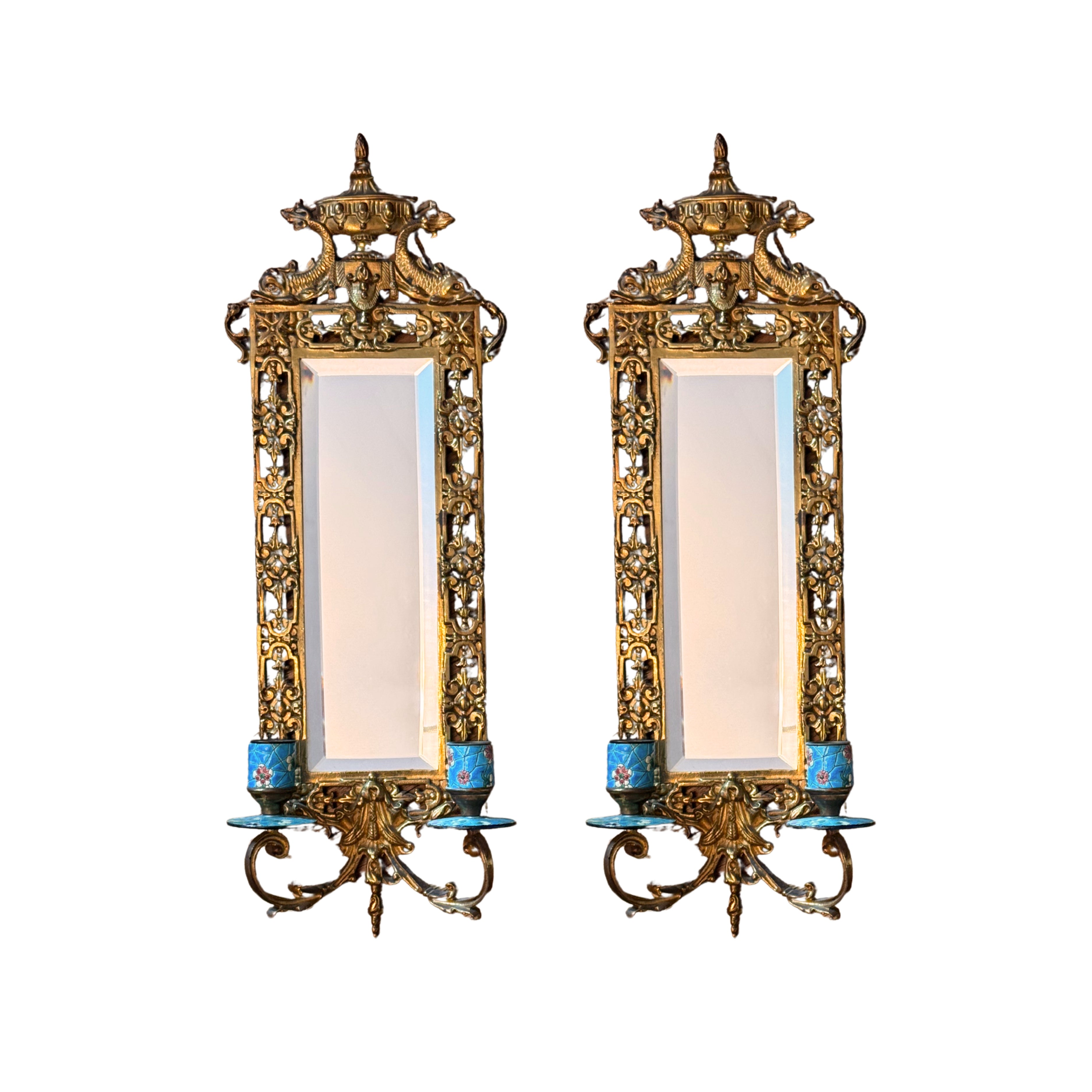 Champlevé Mirror Sconces