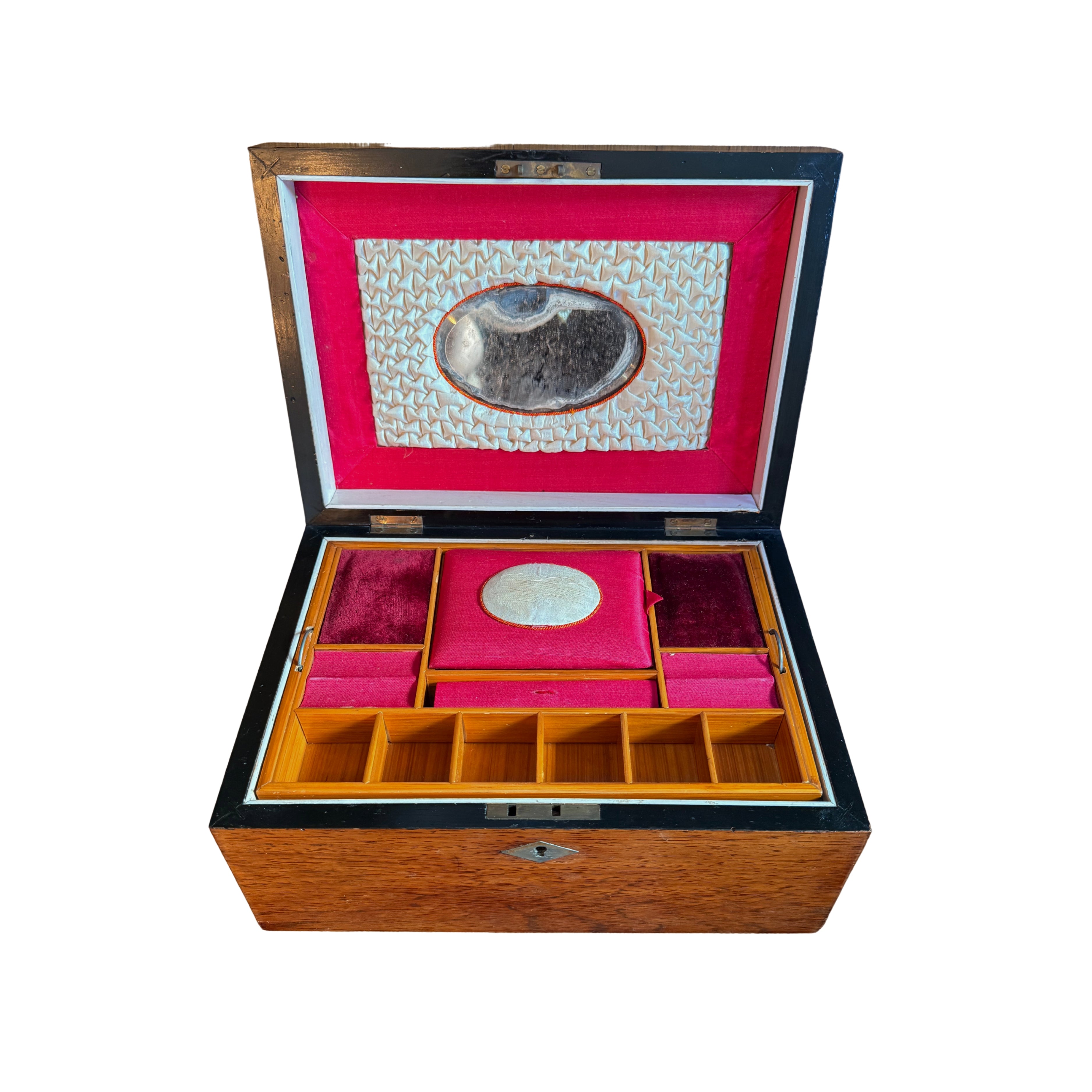 Inlaid Burl Sewing Box