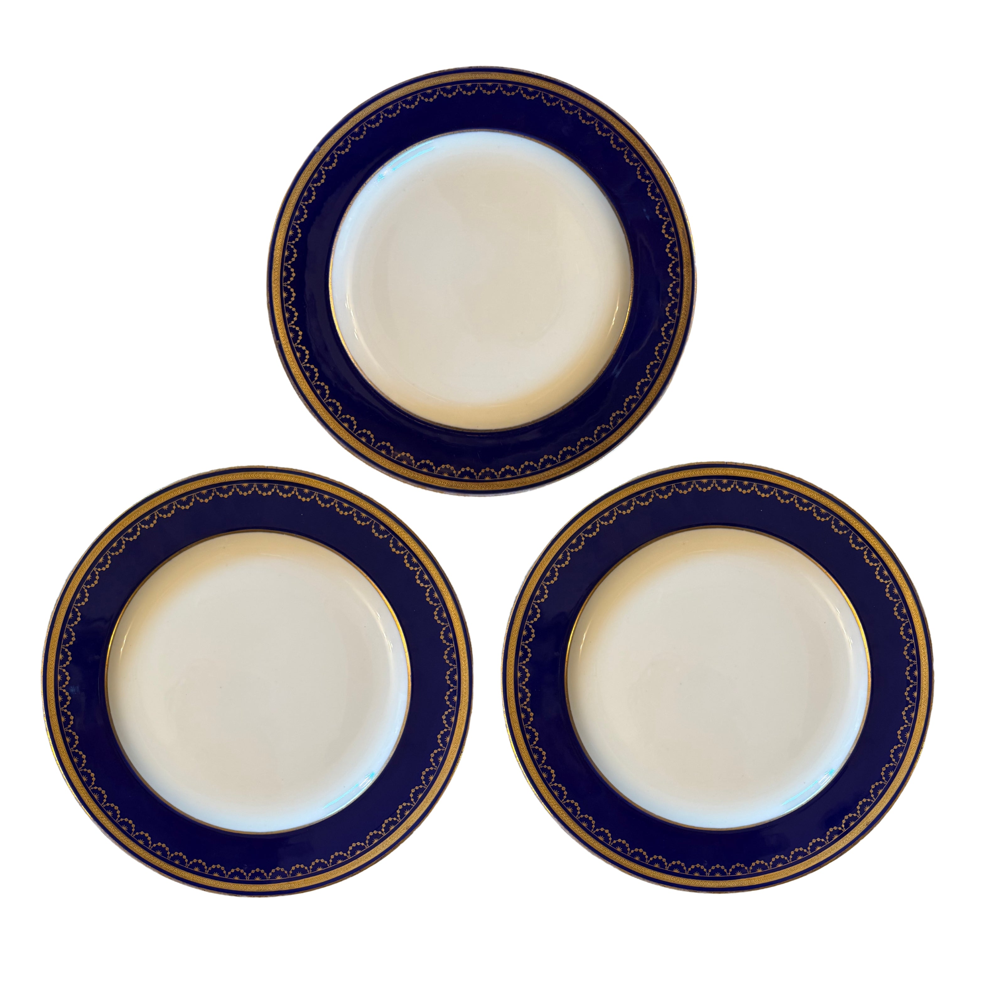 Minton Ovington Bros. Cobalt Dinner Plates, Set of 3