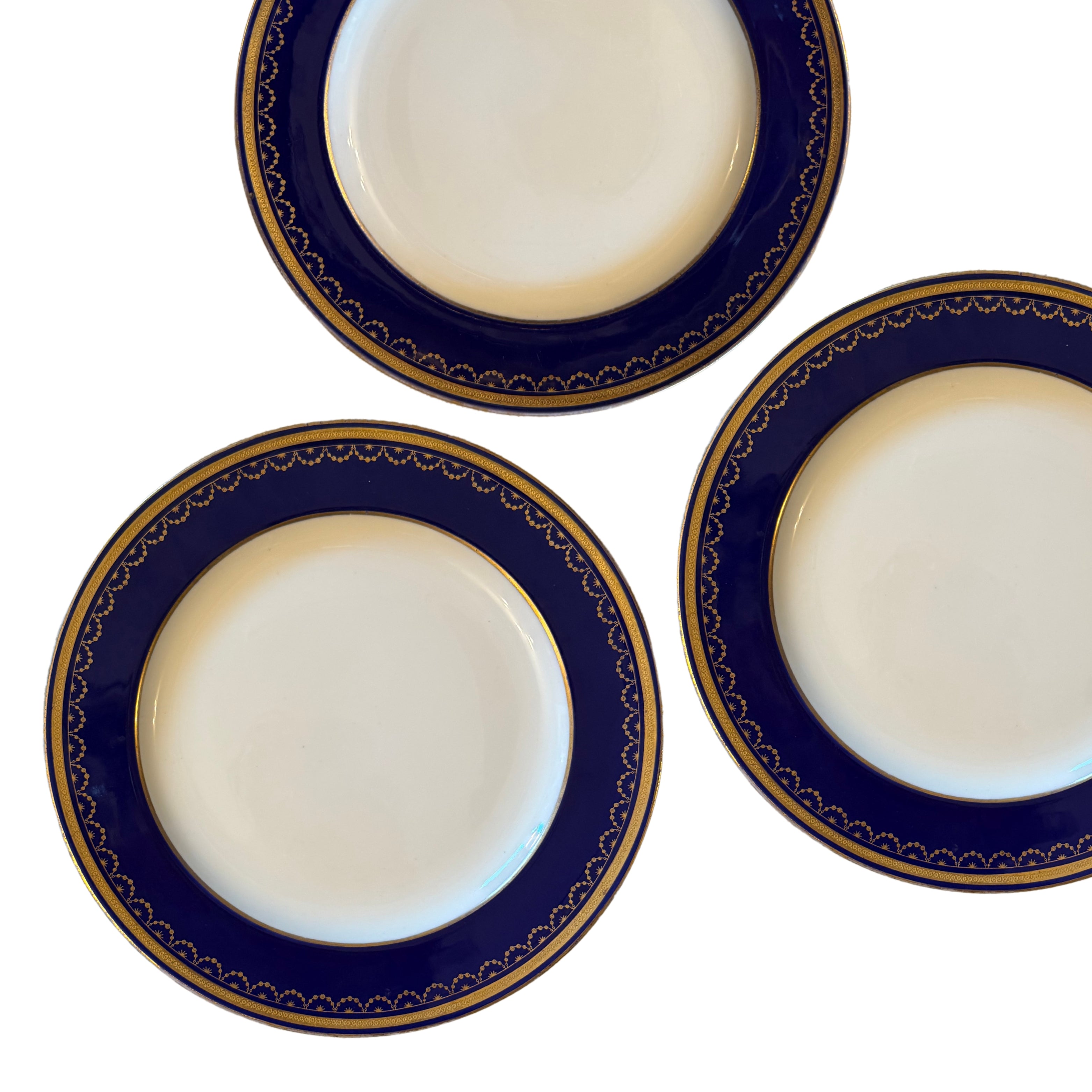 Minton Ovington Bros. Cobalt Dinner Plates, Set of 3