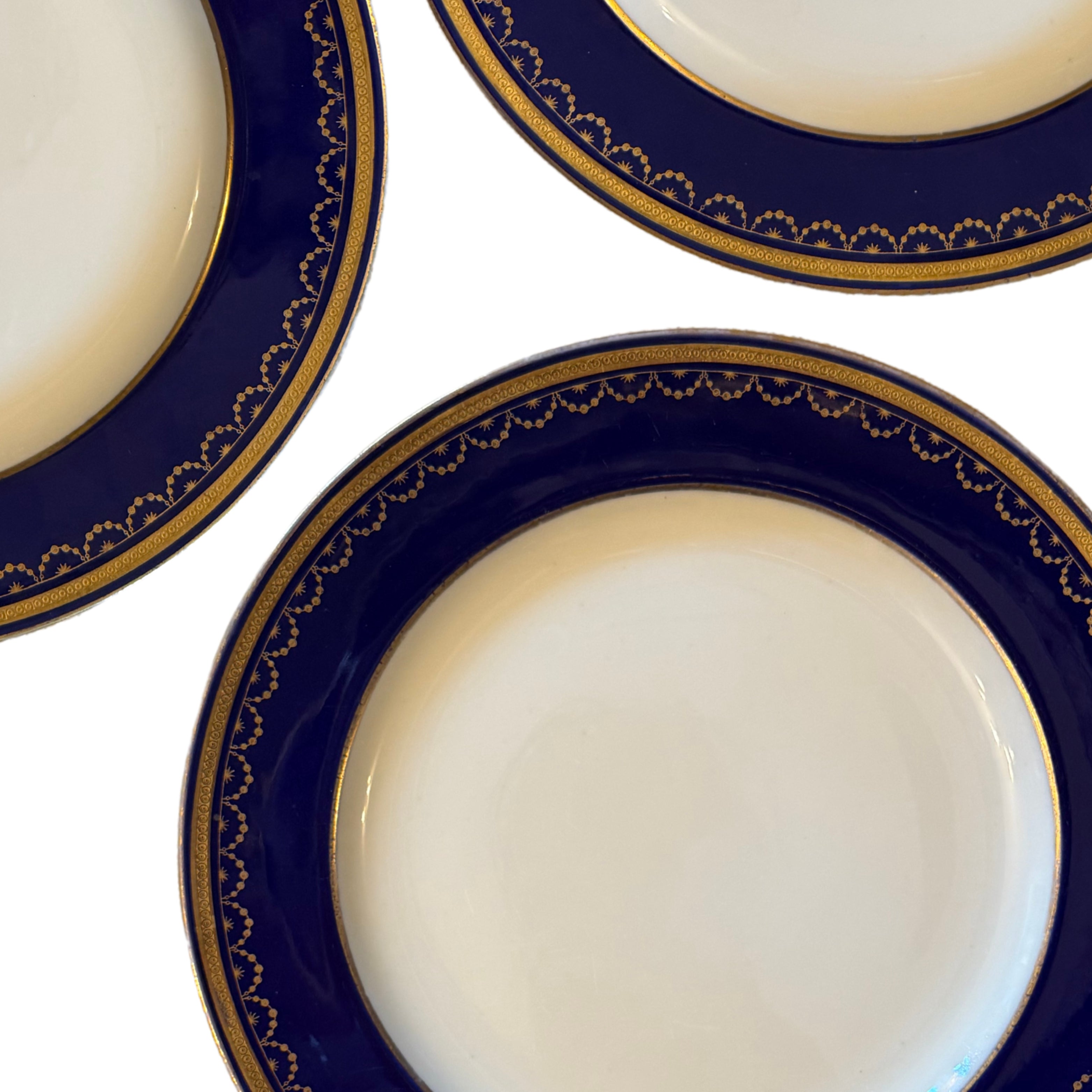 Minton Ovington Bros. Cobalt Dinner Plates, Set of 3