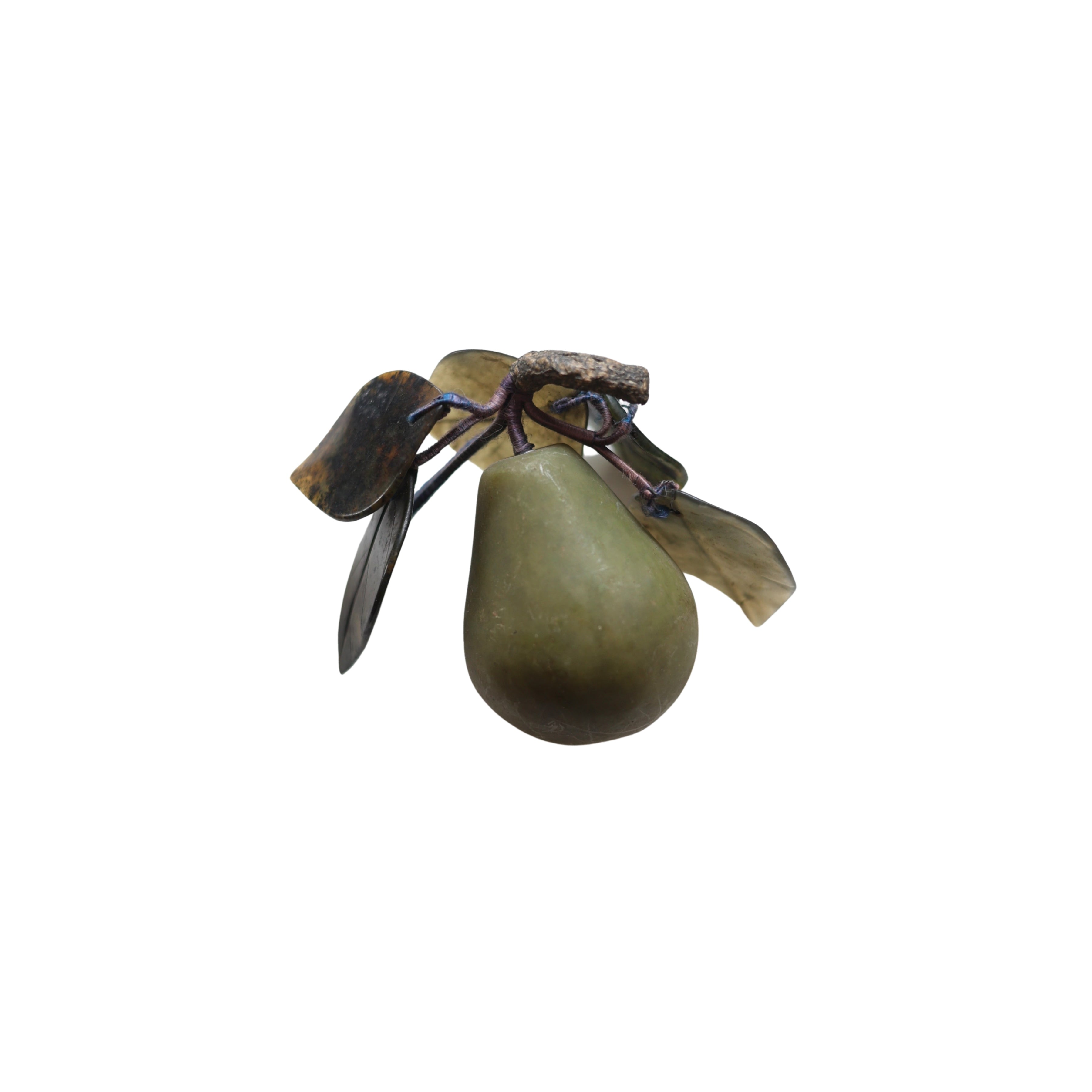 Carved Stone Fruit with Toadstone Leaves — Pear, Apricot, and Cherries