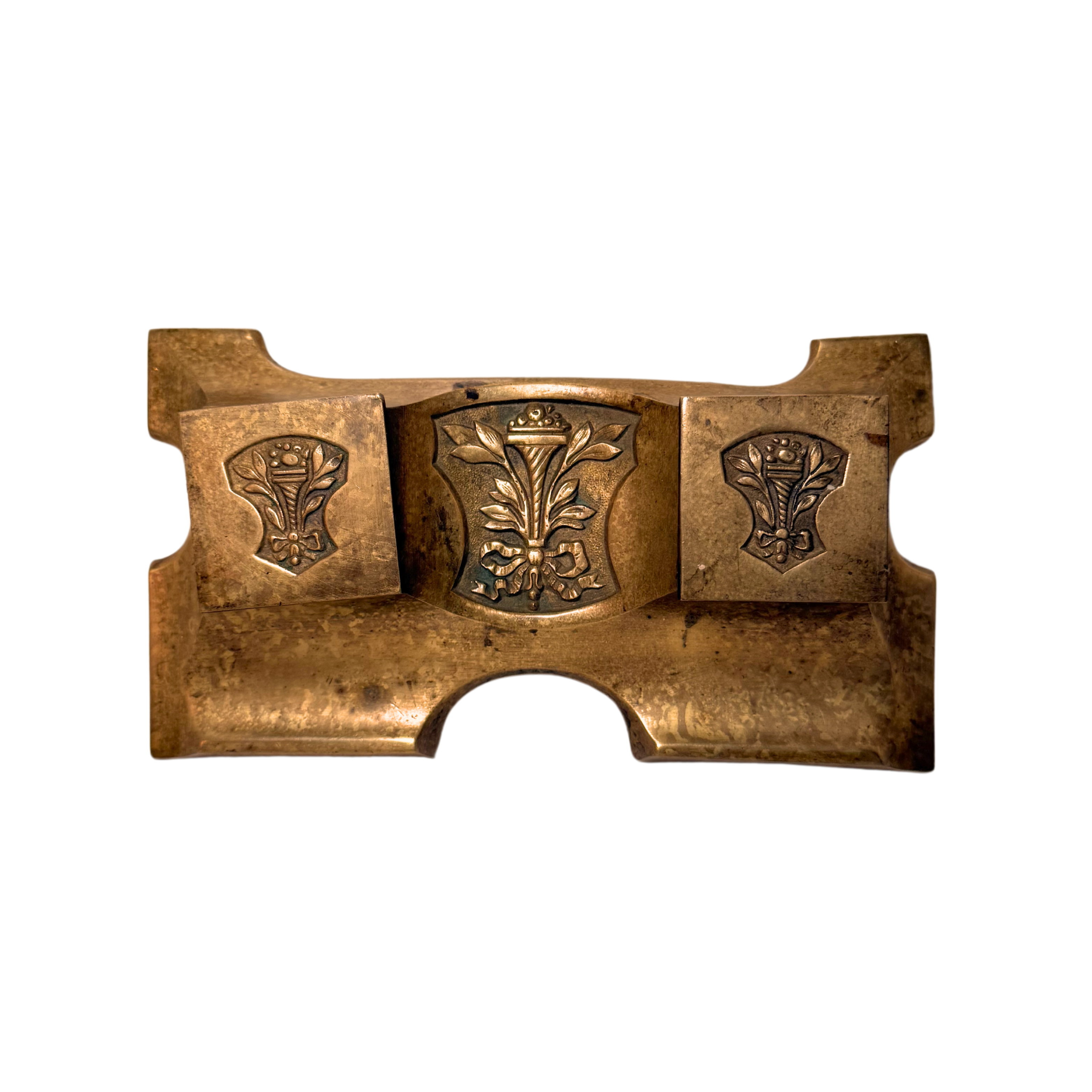 Art Nouveau Brass Swivel Inkwell