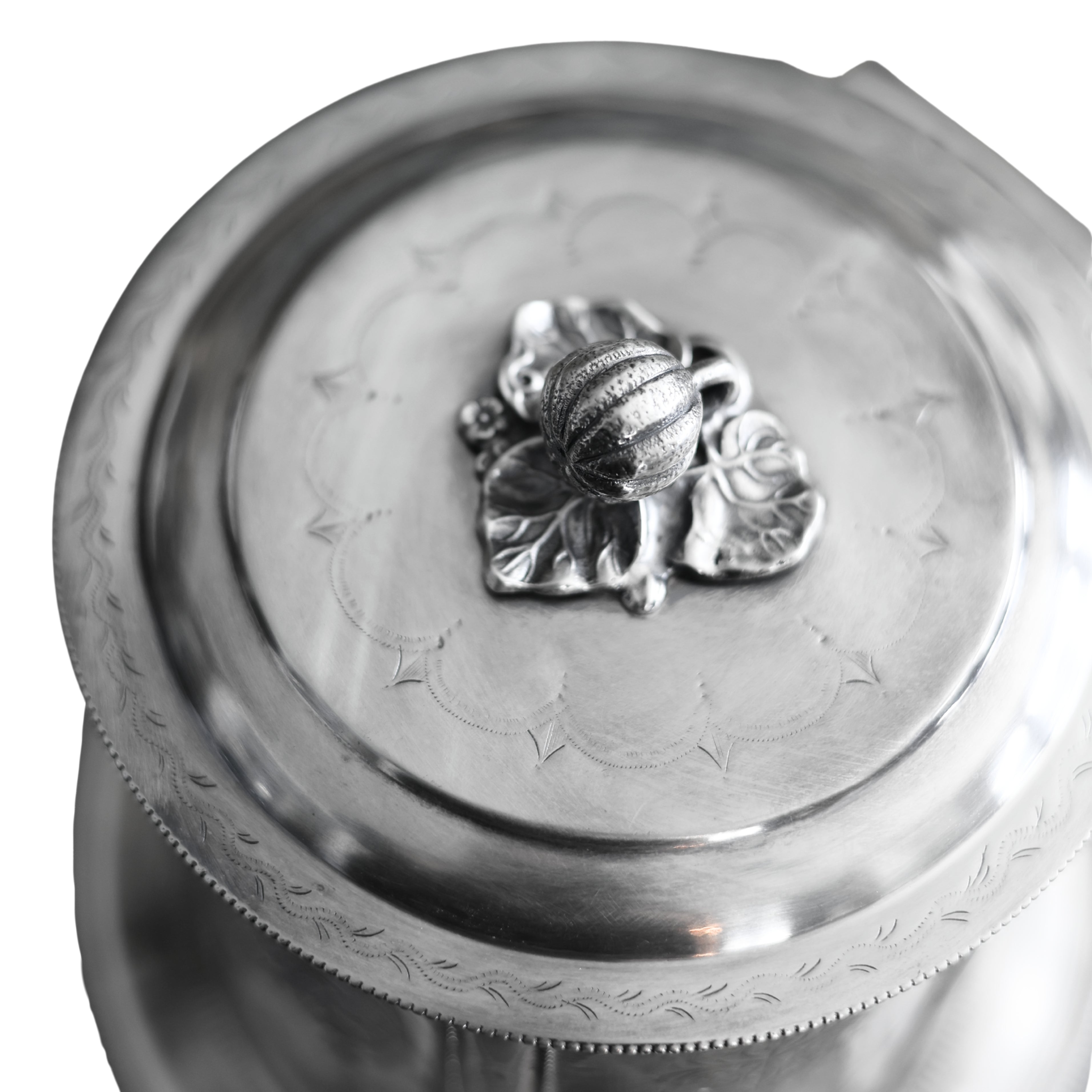English Silverplate Biscuit Barrel with Squash Finial