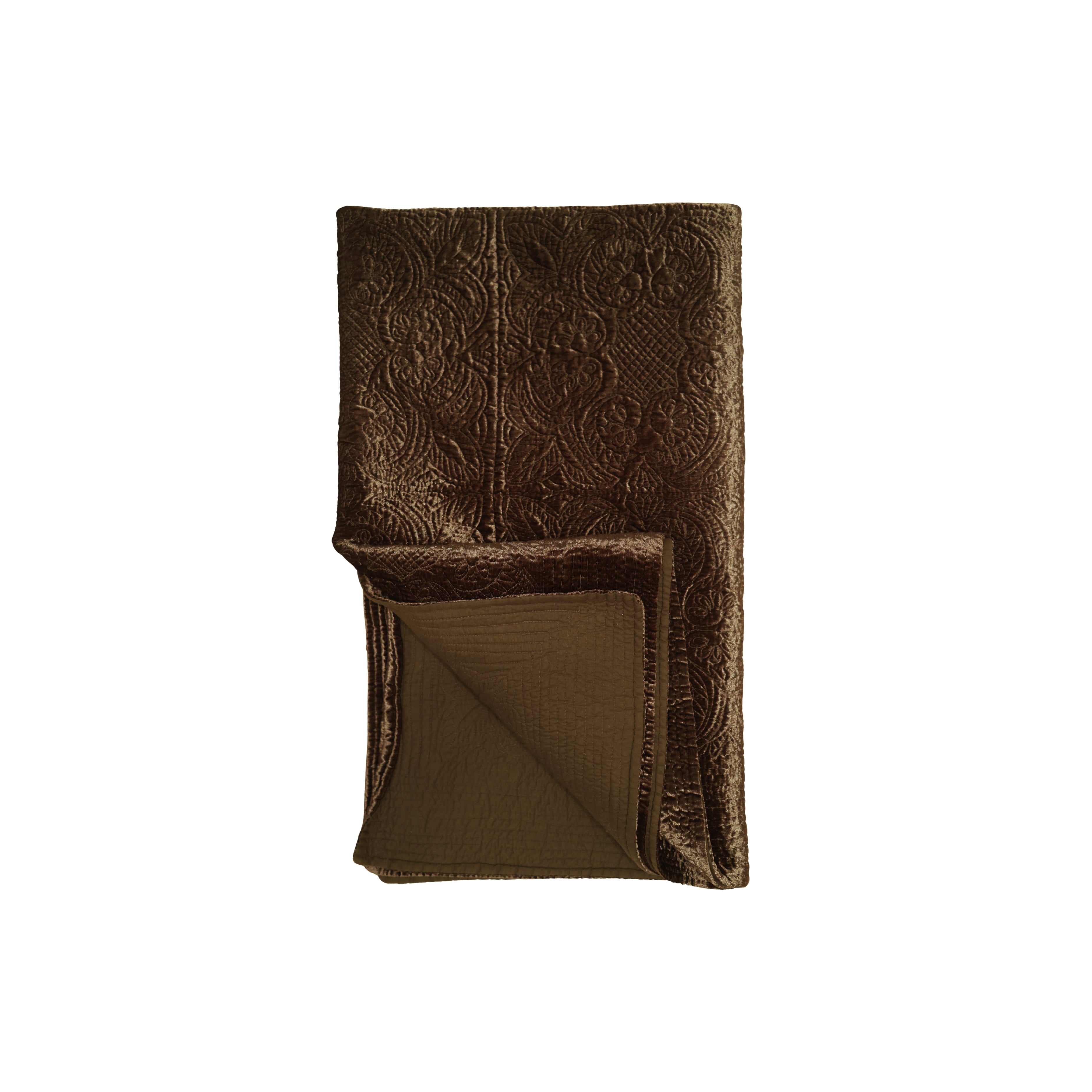 Olive Velvet Matelassé Quilt (Twin/Throw)