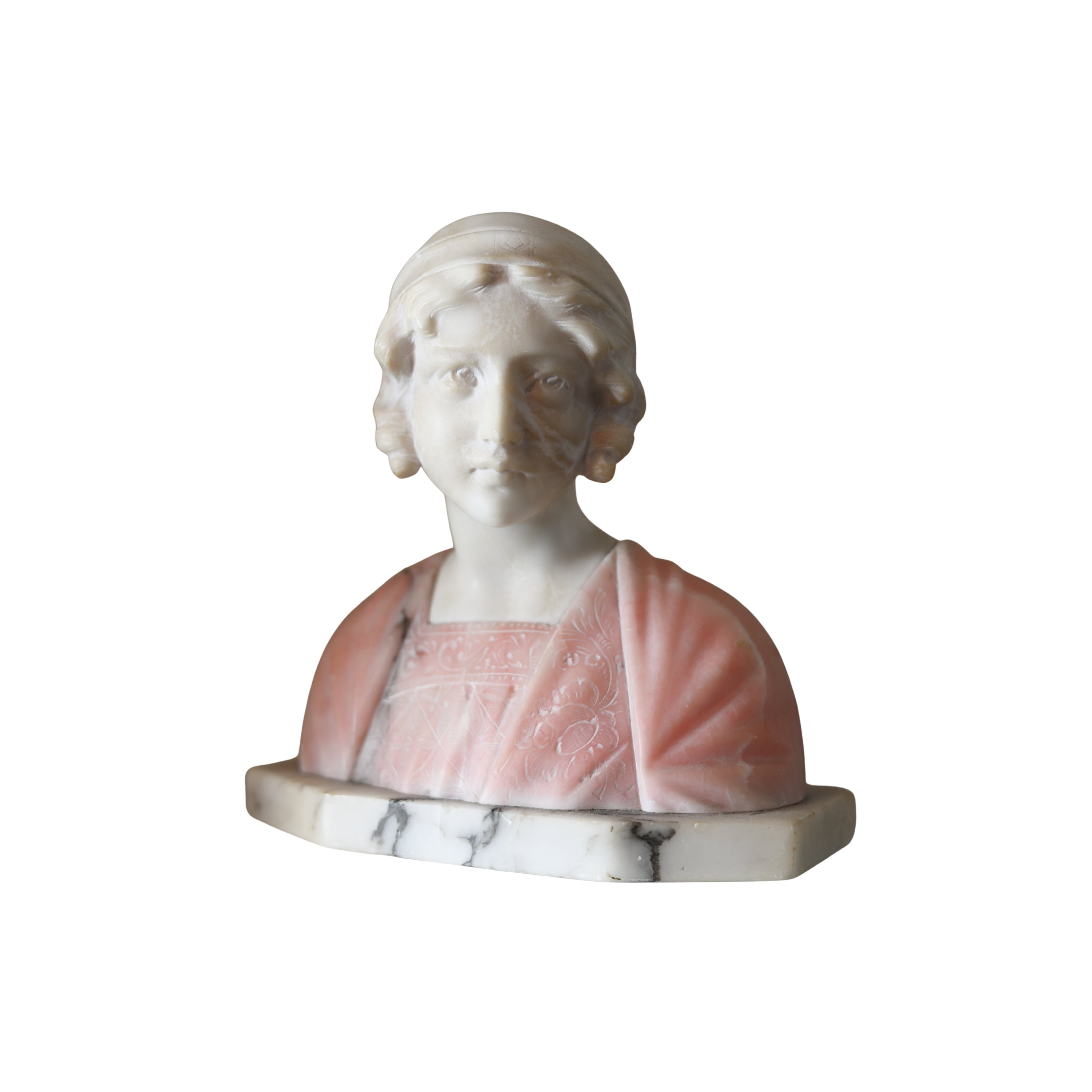 Italian Alabaster Bust “Mignon", Attributed to Giuseppe Bessi