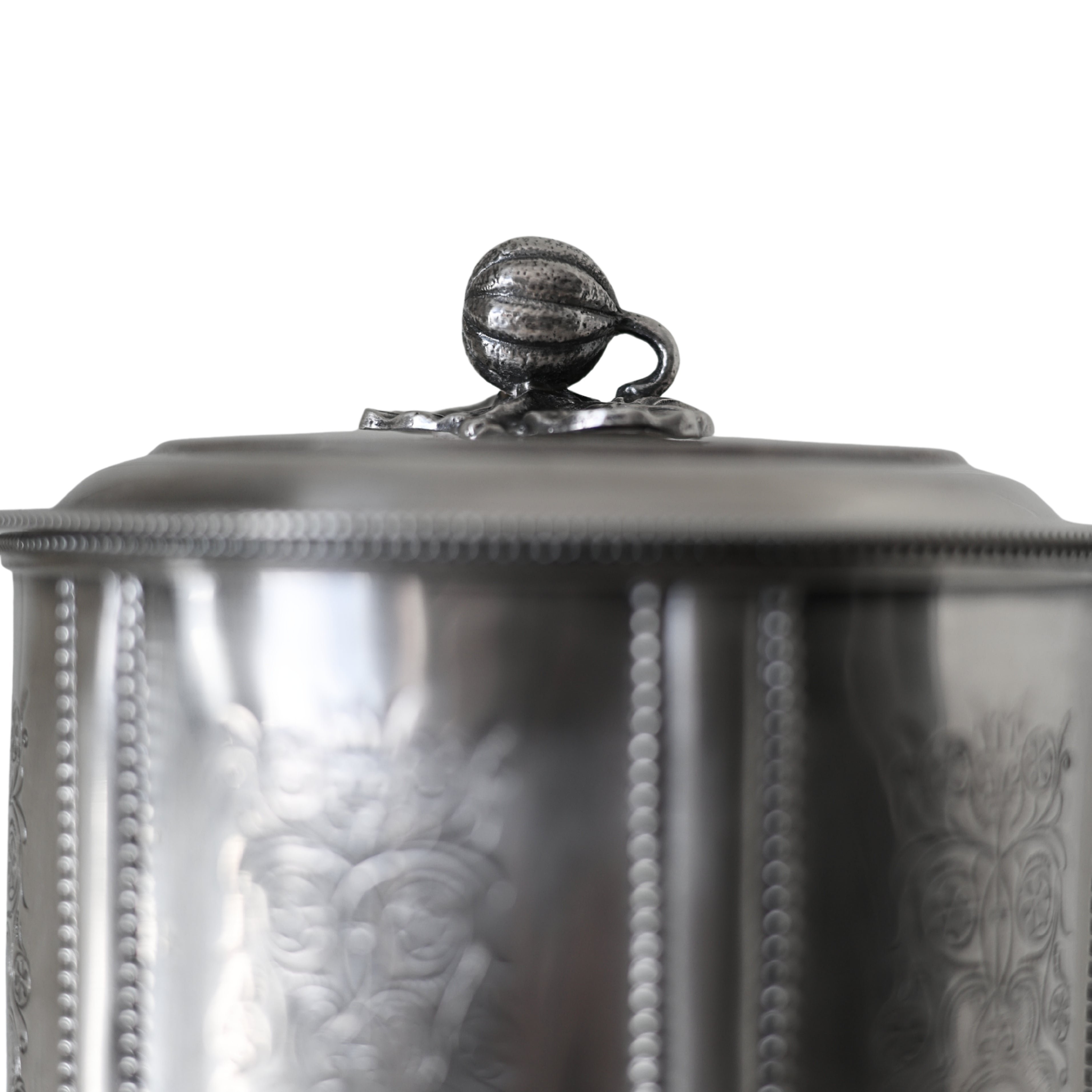 English Silverplate Biscuit Barrel with Squash Finial