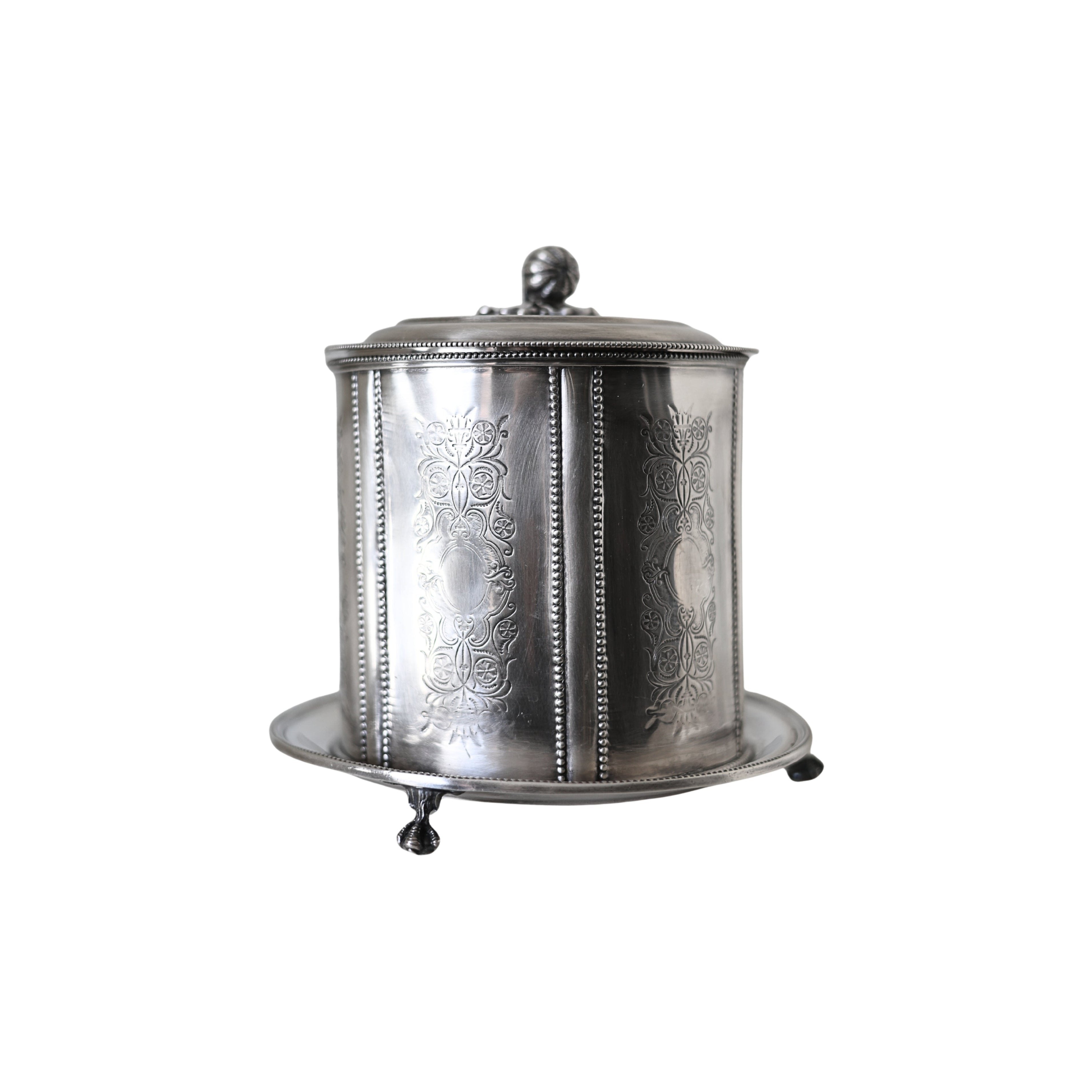 English Silverplate Biscuit Barrel with Squash Finial