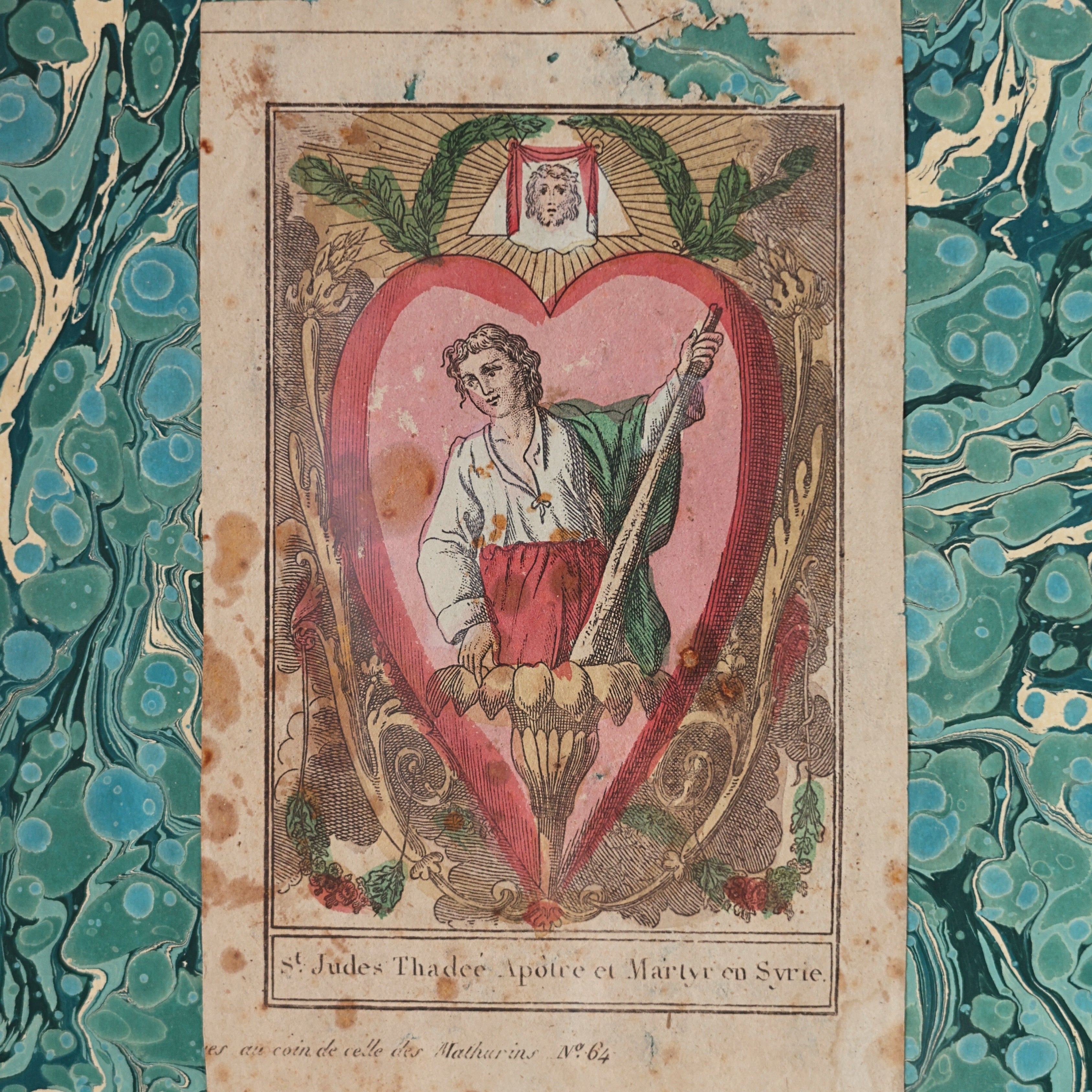 18th c. French Devotional Engraving — St. Jude Thaddeus