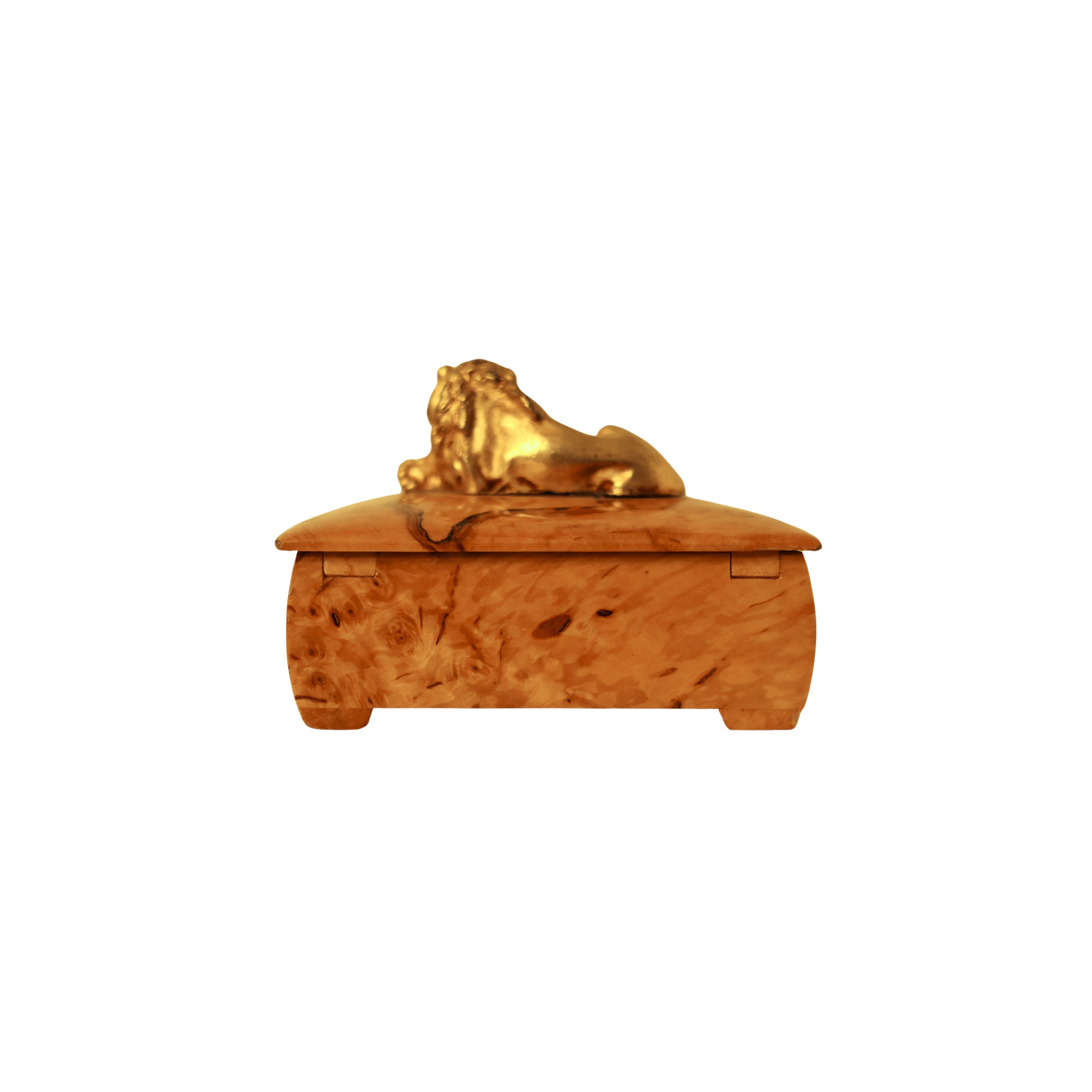Burl Trinket Box with Lion Finial