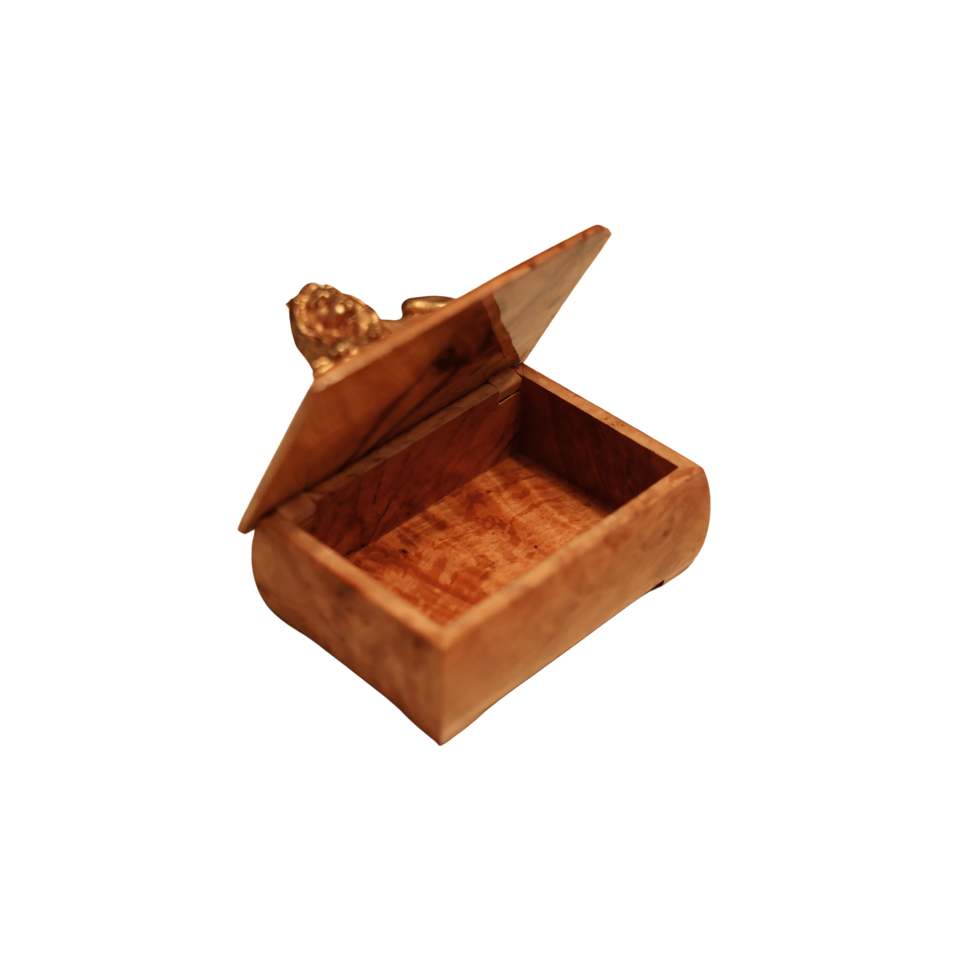 Burl Trinket Box with Lion Finial
