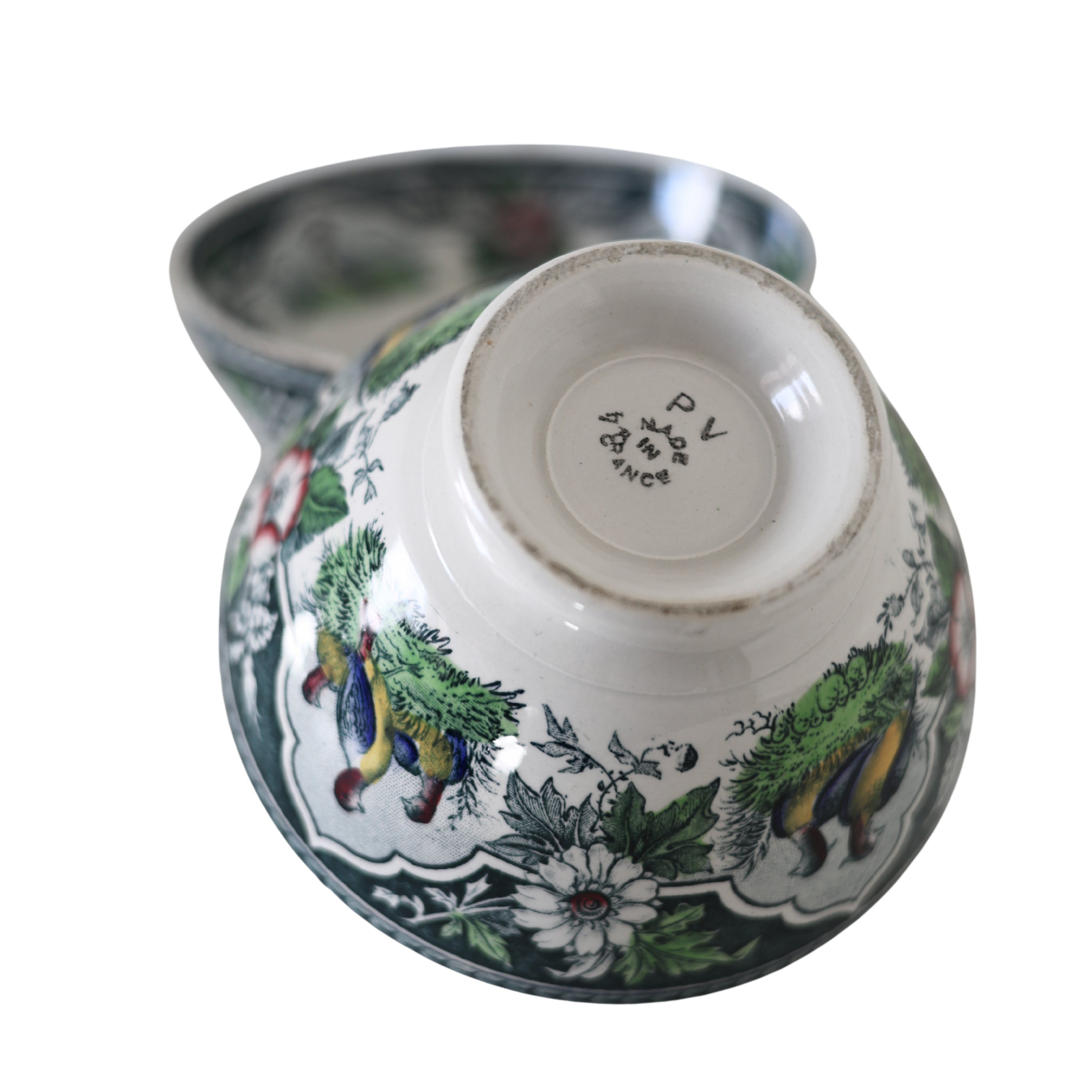 French Portieux Vallerysthal “Blue Quail” Pattern Bowls, Pair