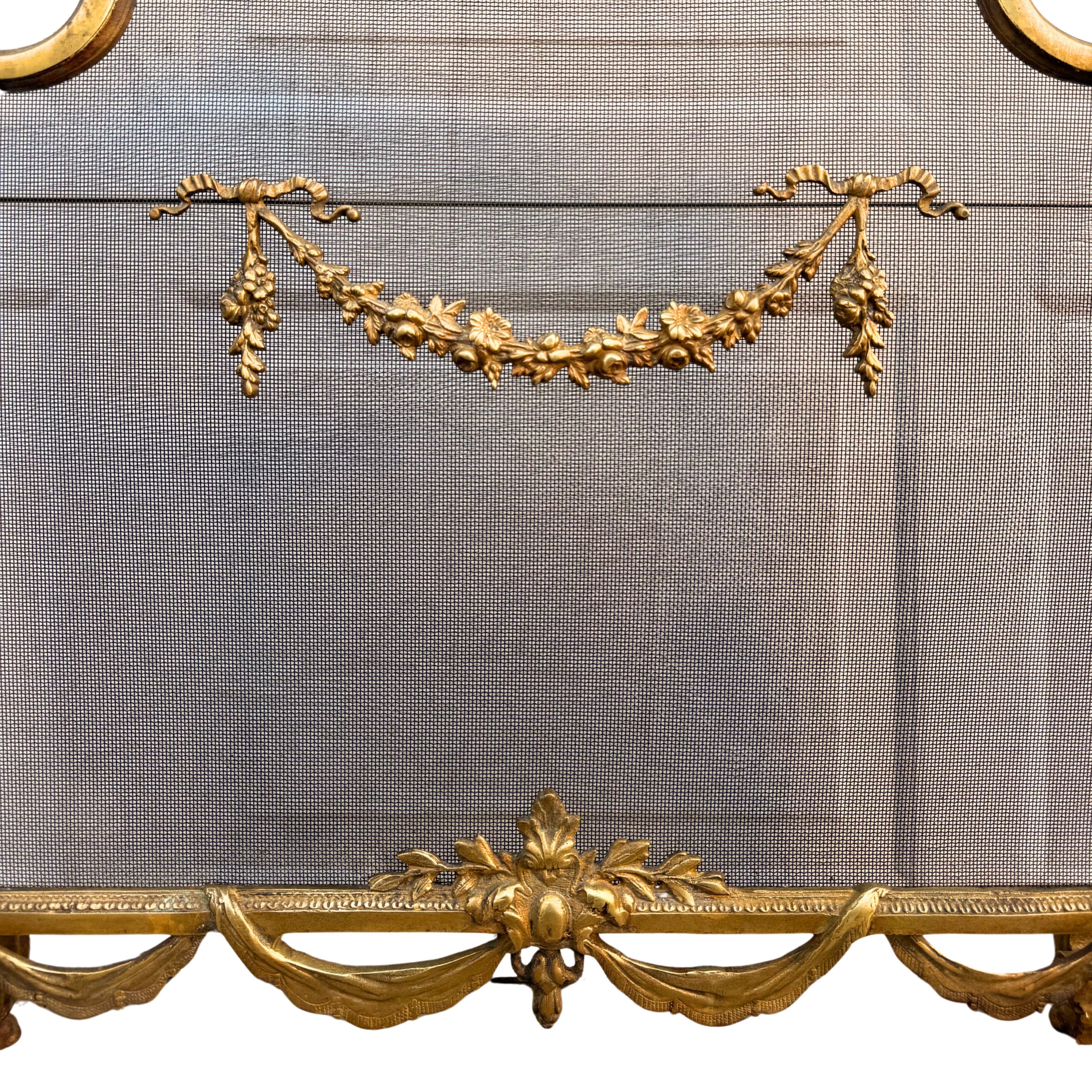 Louis XVI–Style Gilt Brass Fireplace Screen