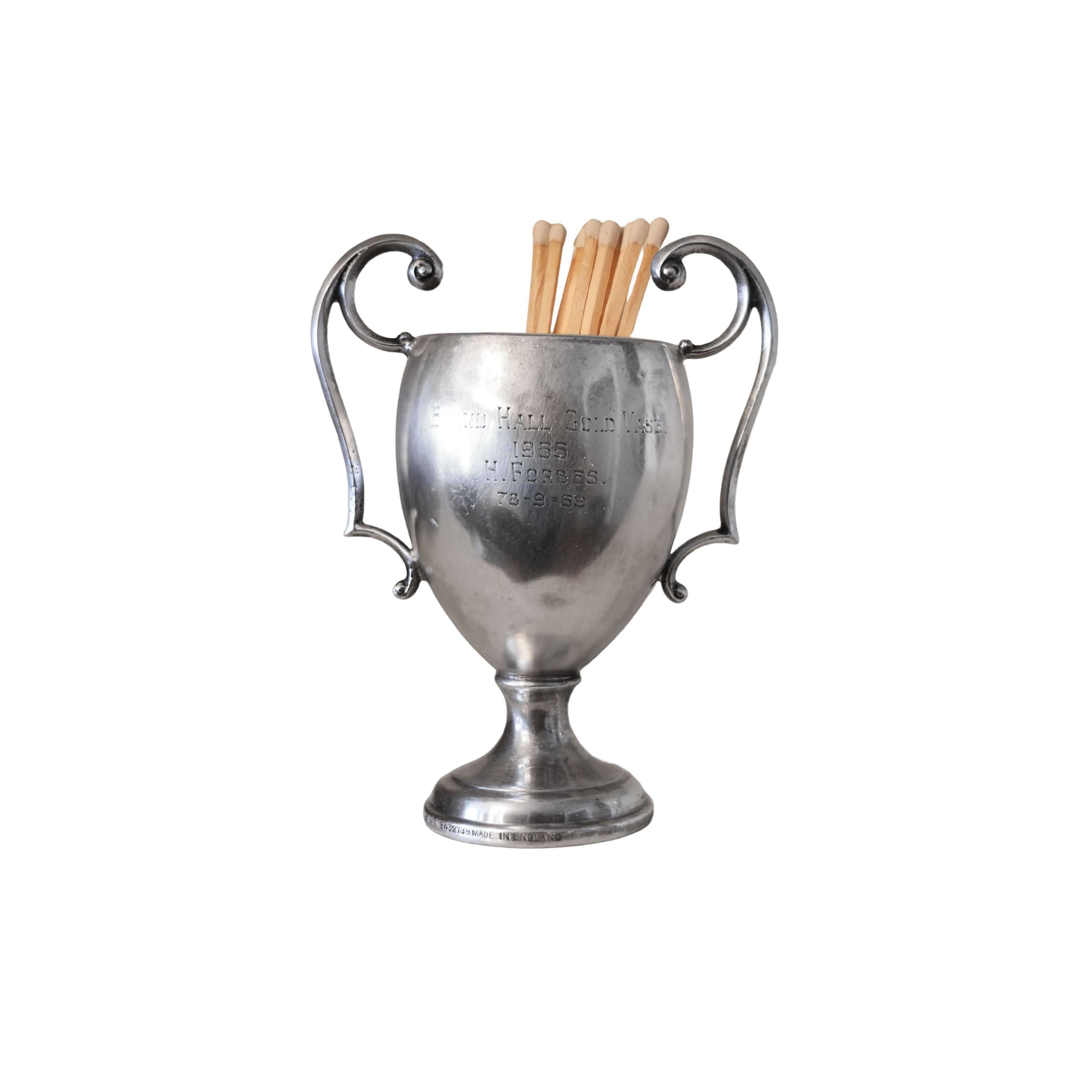 c. 1955 English Silver Plate Golf Trophy Cup — "Brand Hall Gold Vase, H. Forbes"