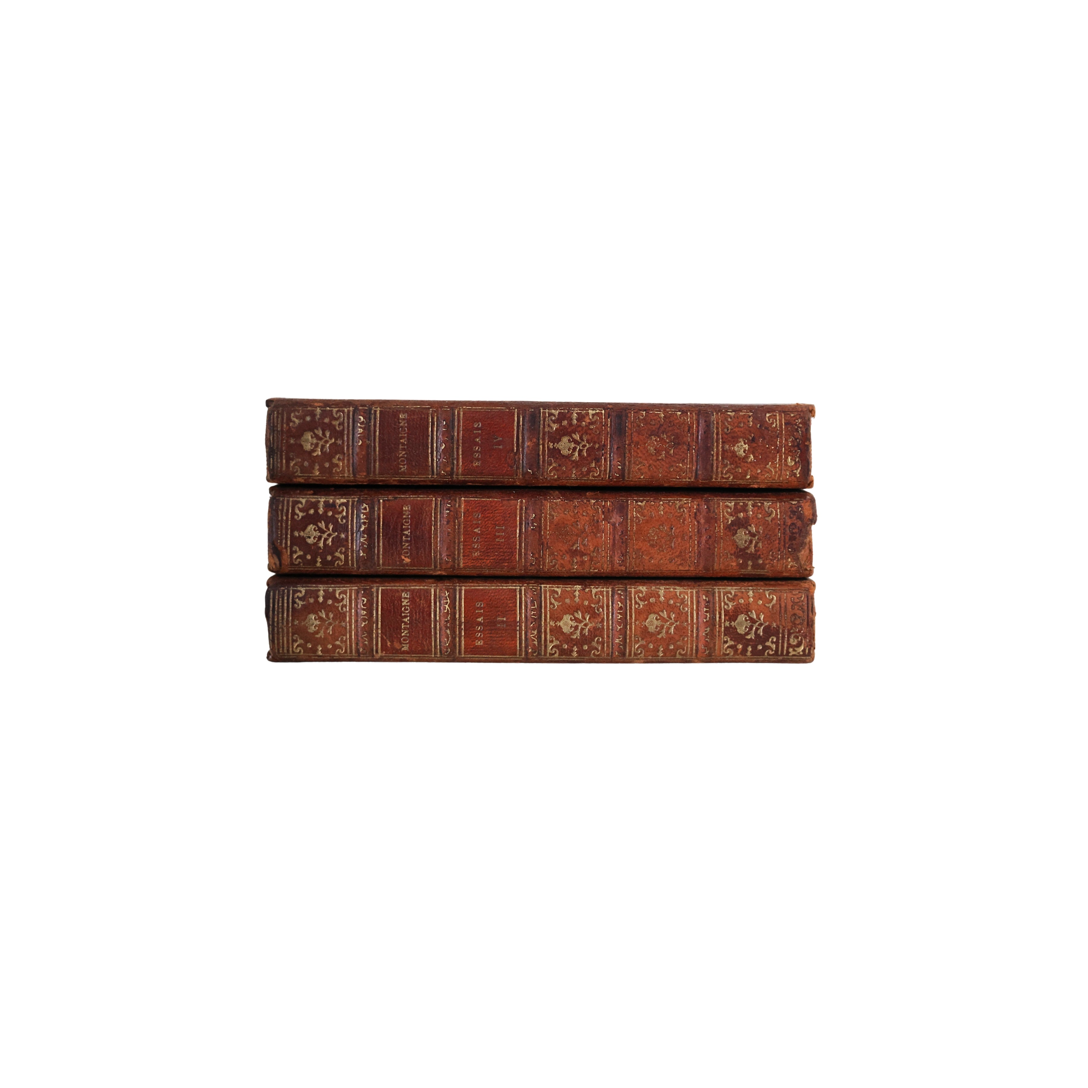 "Montaigne’s Essais" (Tomes II–IV) French Leather-Bound Books
