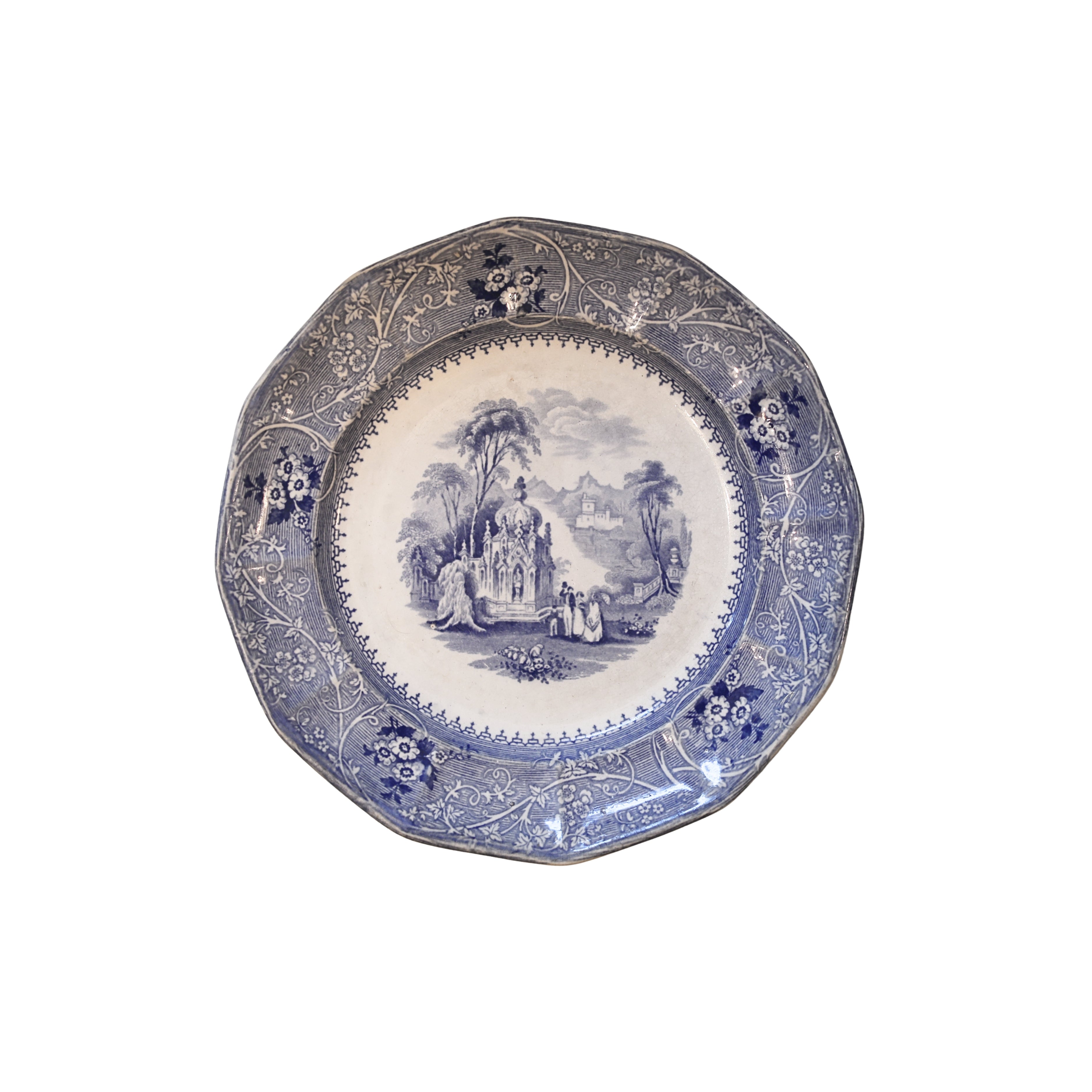 “Columbia” by W. Adams Blue Transferware Plate