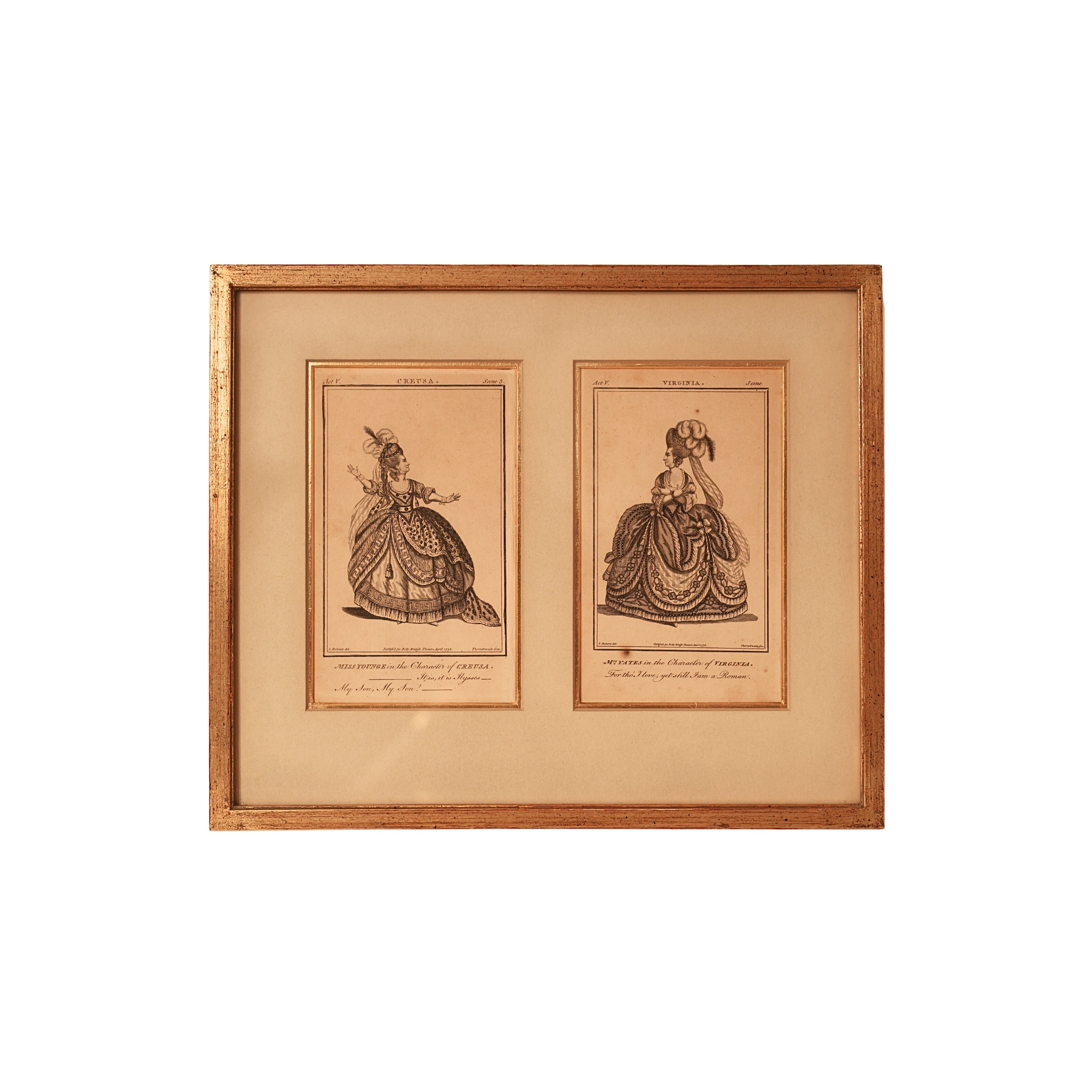 18th c. Bell’s British Theatre Engravings — Creusa & Virginia