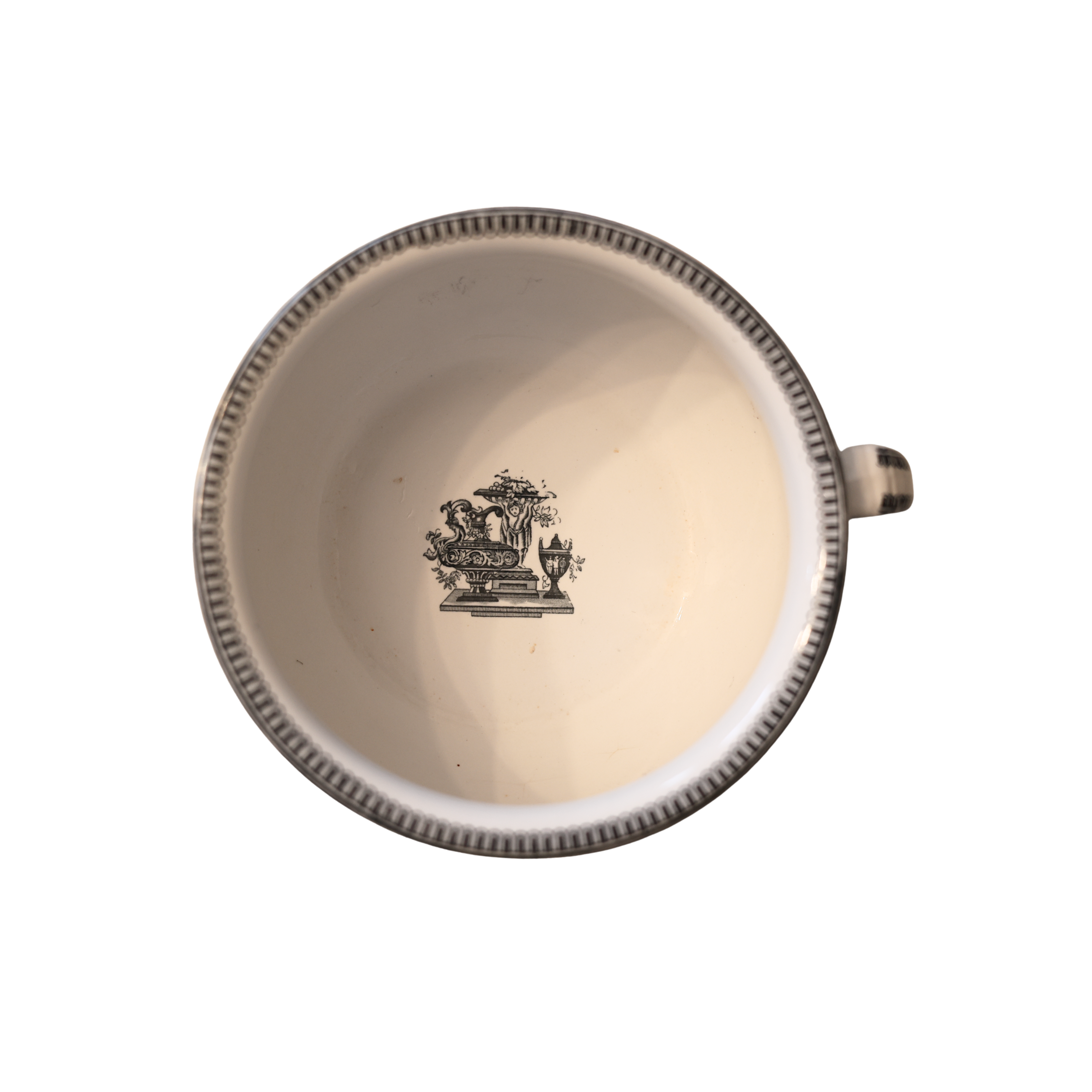 Neoclassical Black Transferware Chamber Vessel