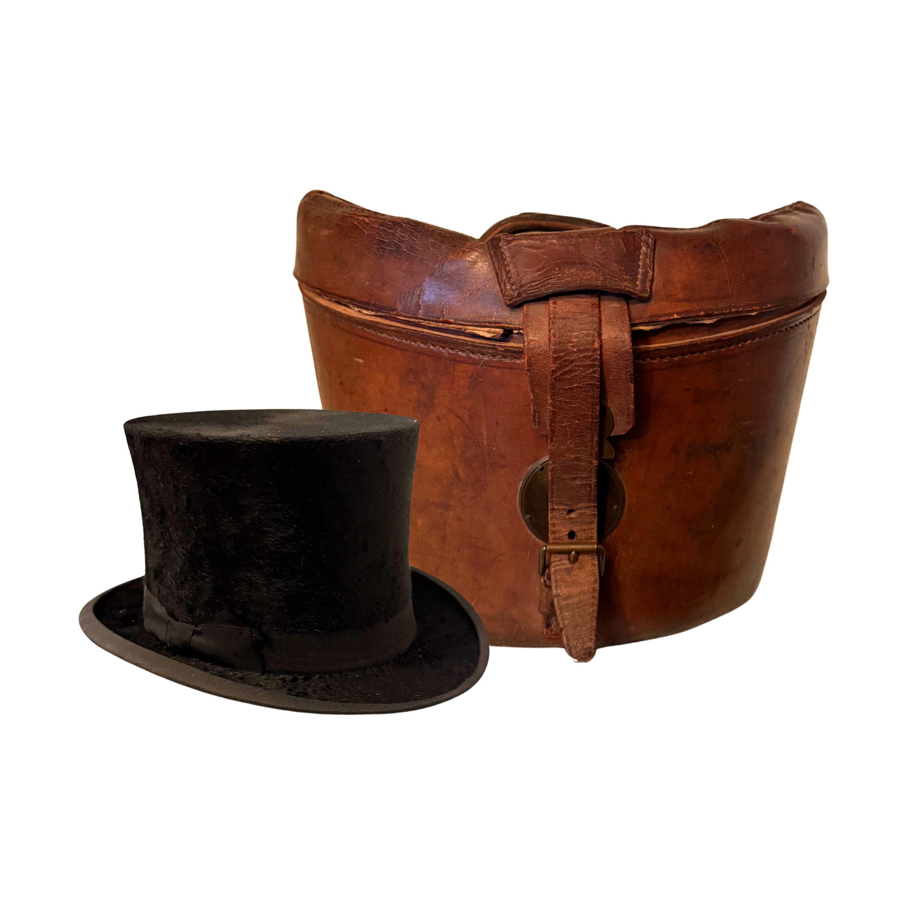 Leather Top Hat Traveling Case