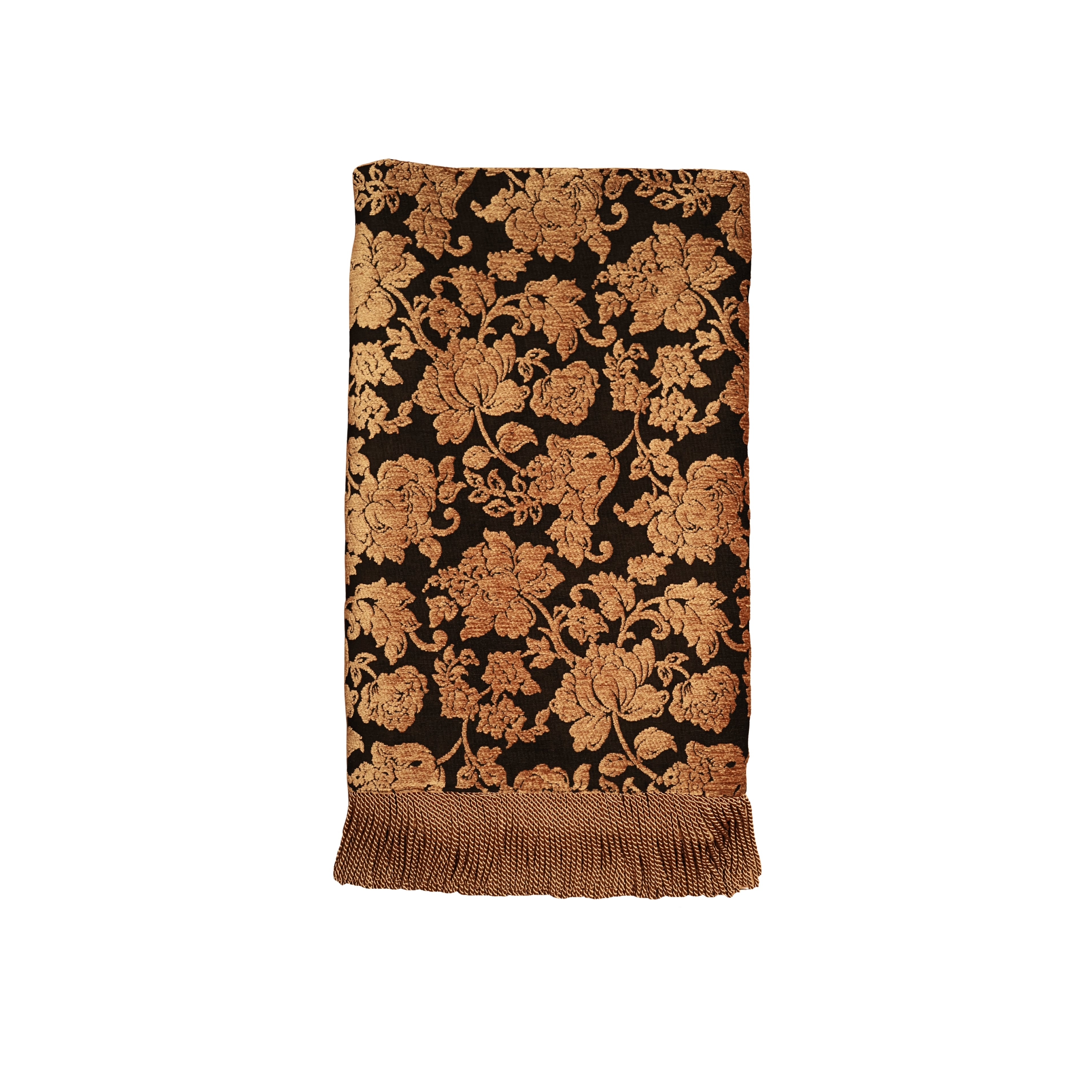 Reversible Damask Table Throw with Bullion Fringe