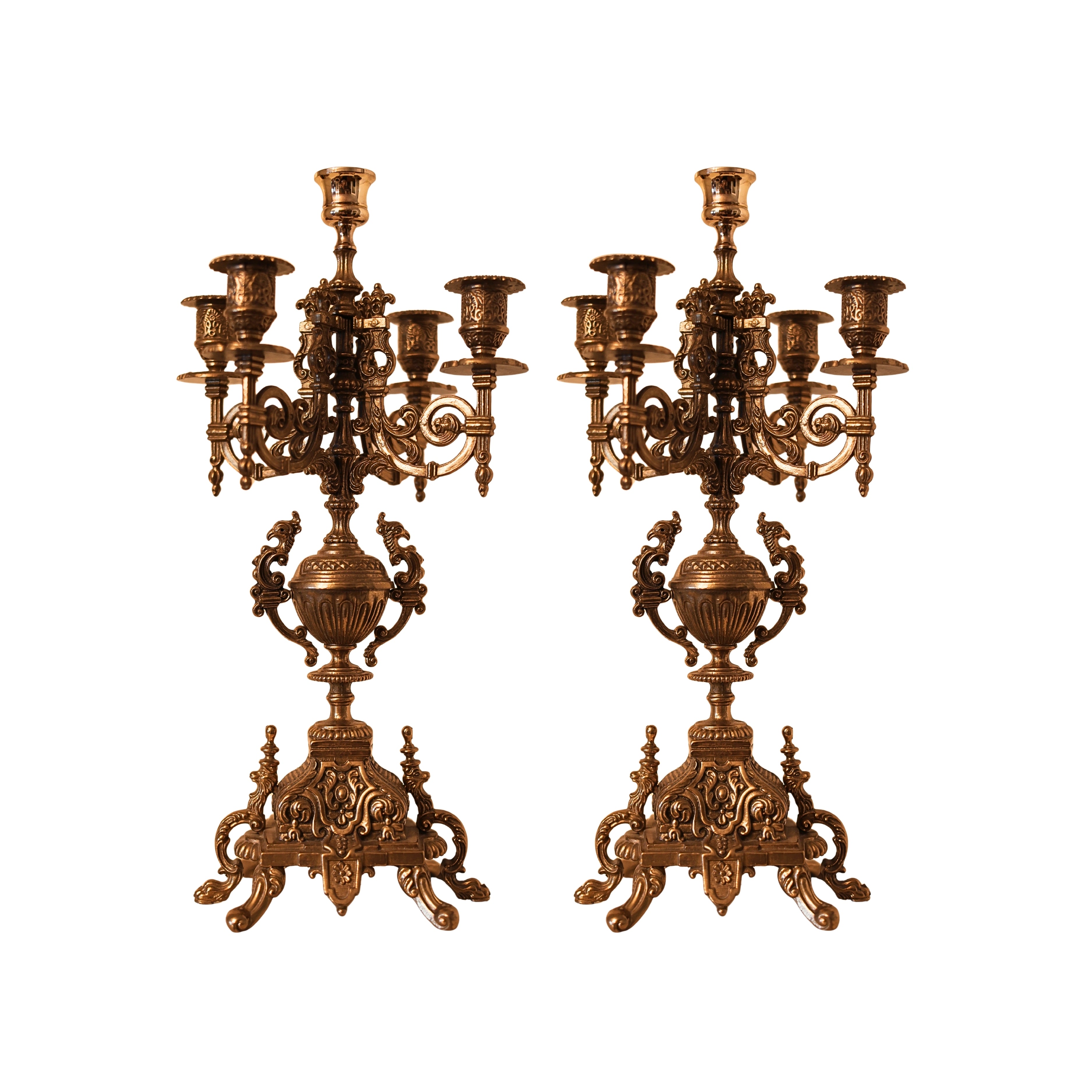 Ornate Brass Candelabras