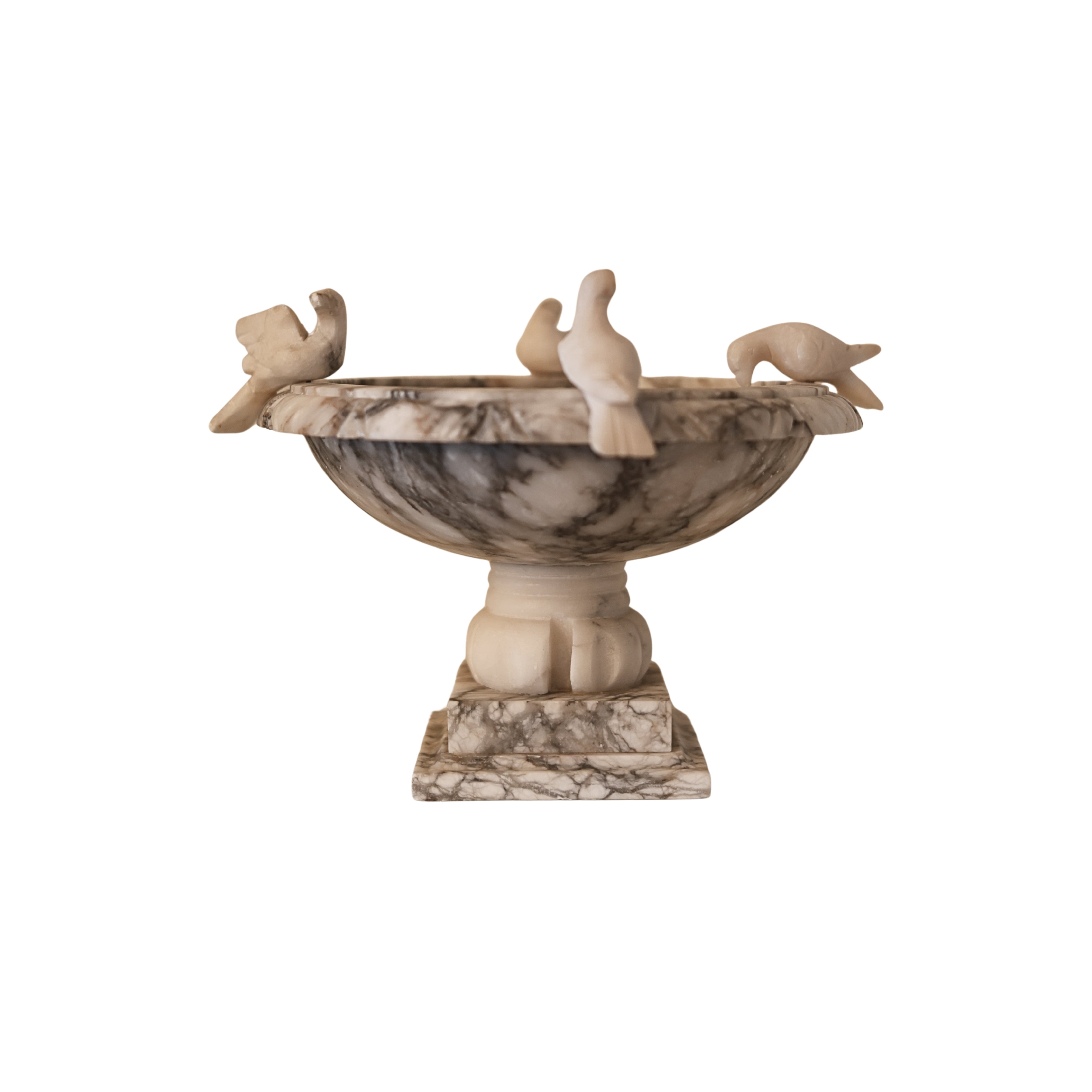 Italian Alabaster Bird Bath Sculpture