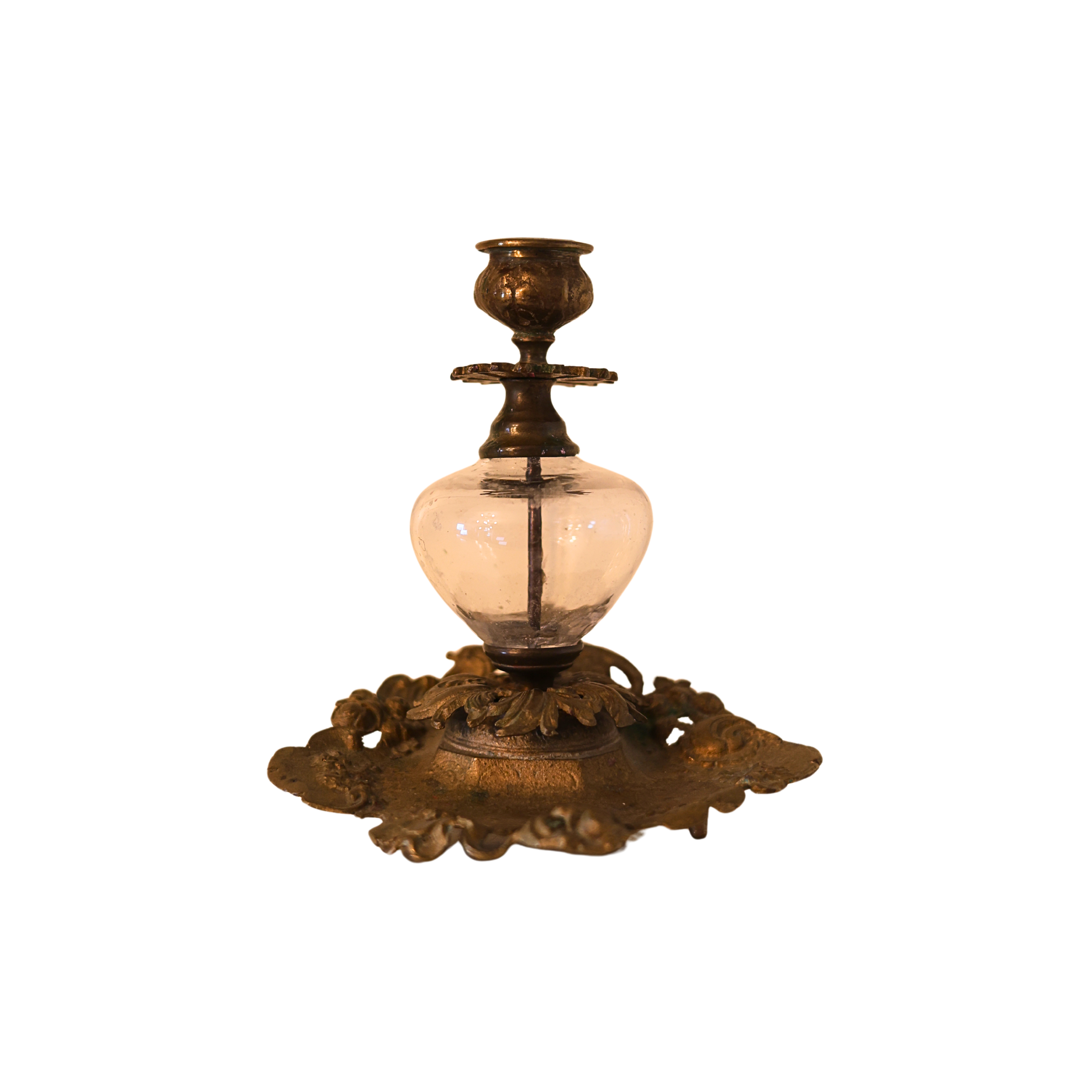 Ornate Brass and Glass Candleholder
