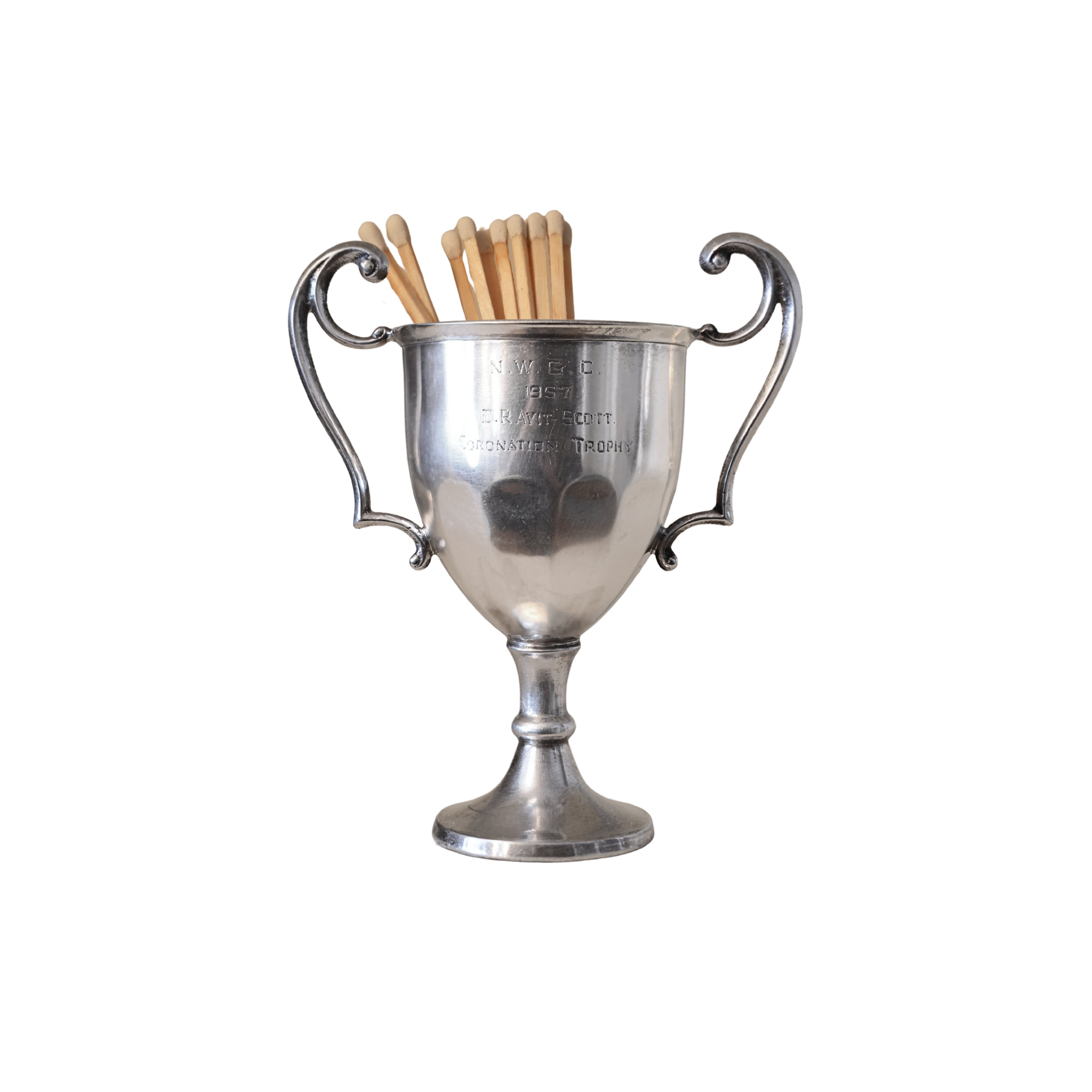 c. 1957 English Silver Plate Golf Trophy Cup — "N.W.G.C.", Coronation Trophy, D. Ravit Scott"