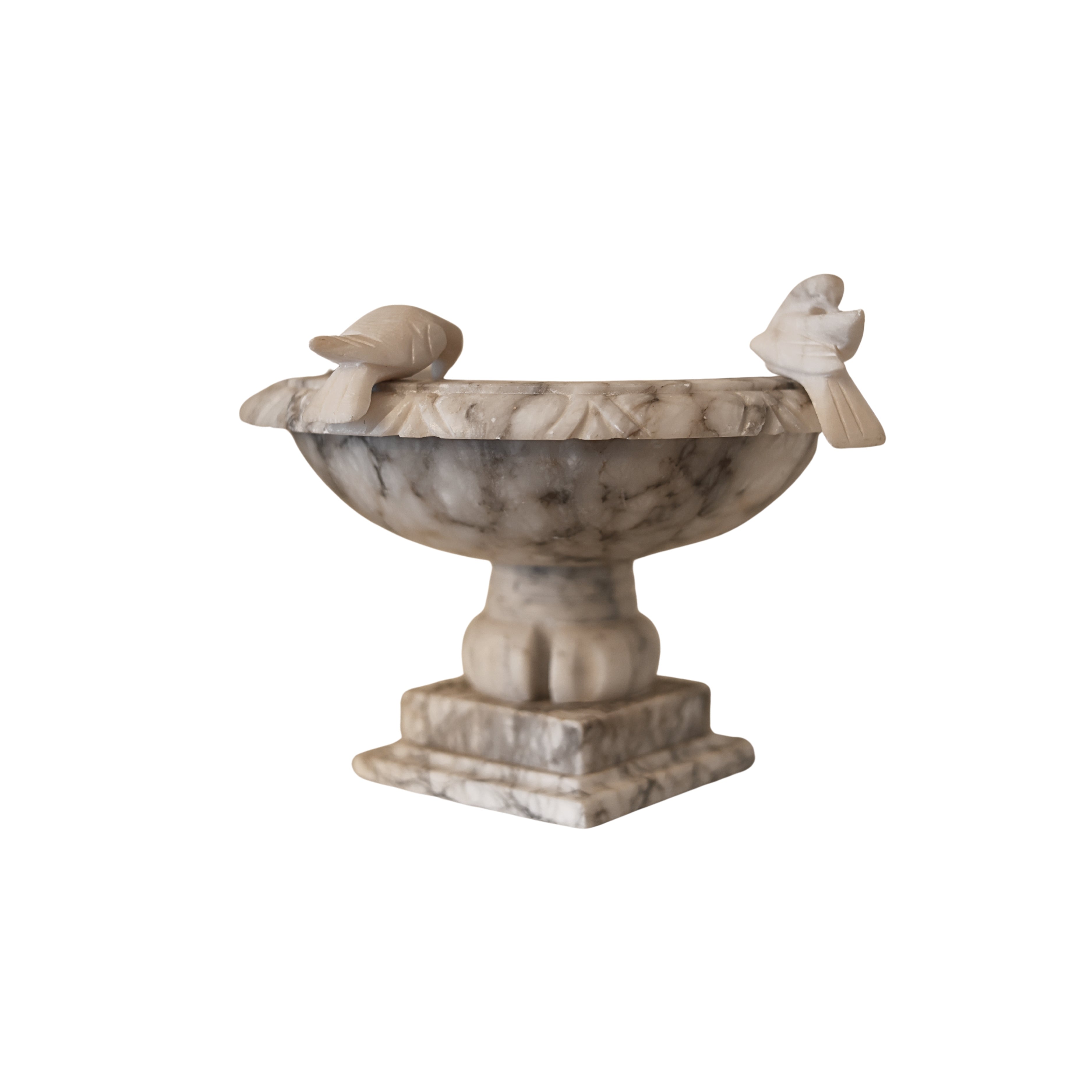 Italian Alabaster Bird Bath Sculpture