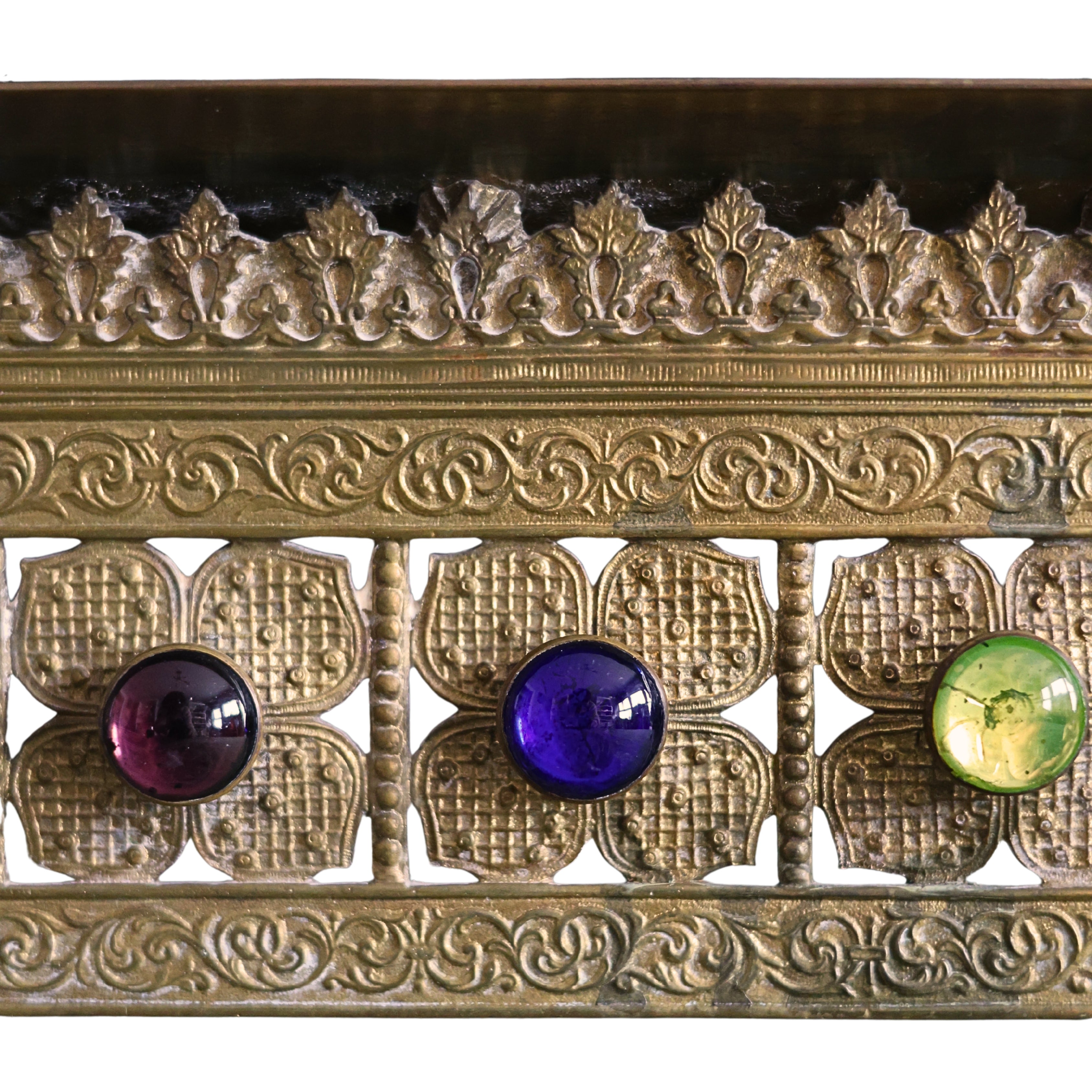 19th c. Brass Missal Stand with Jeweled Cabochons