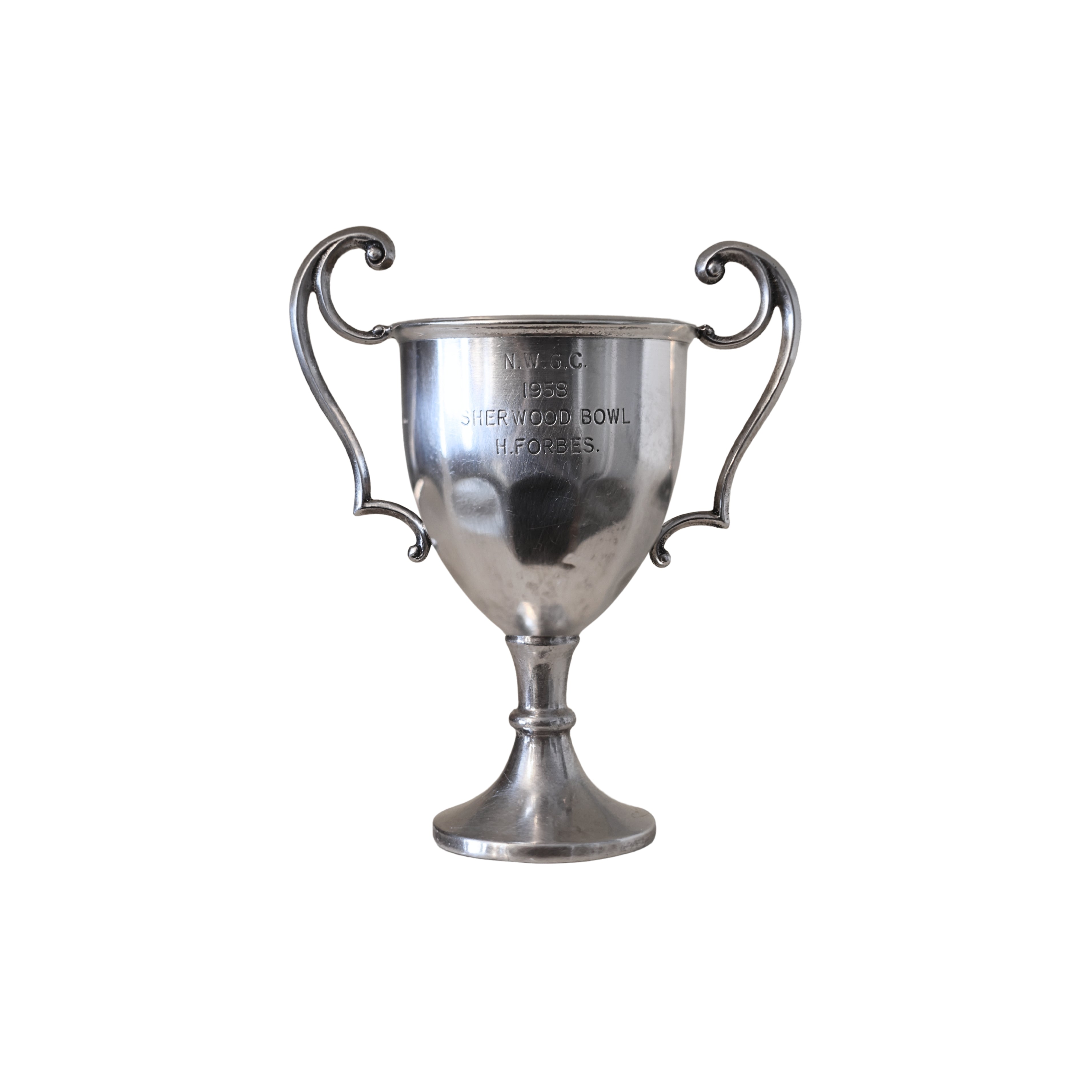 c. 1958 English Silver Plate Golf Trophy Cup — "N.W.G.C., Sherwood Bowl, H. Forbes"