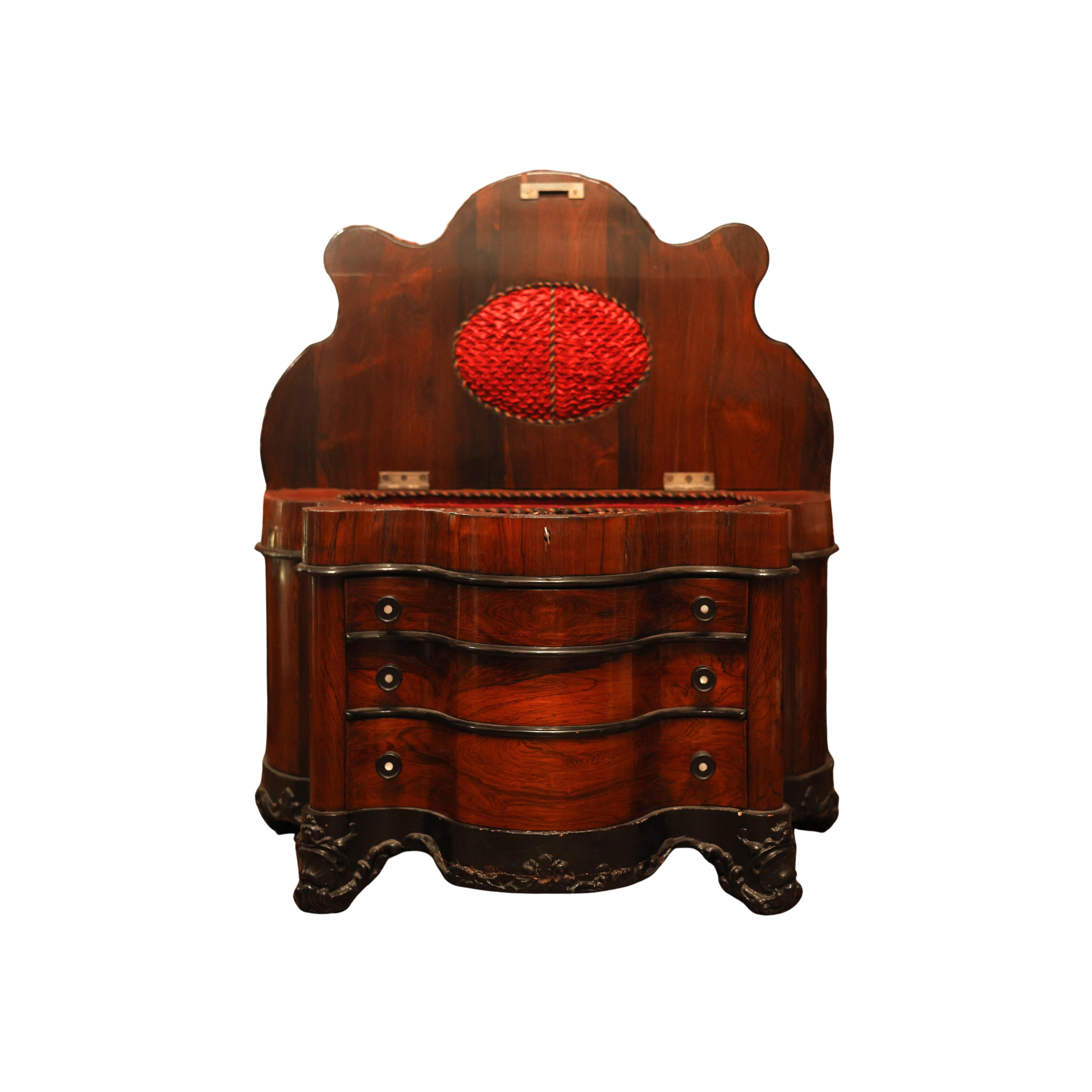 19th c. Rosewood & Ebonized Sewing Chest