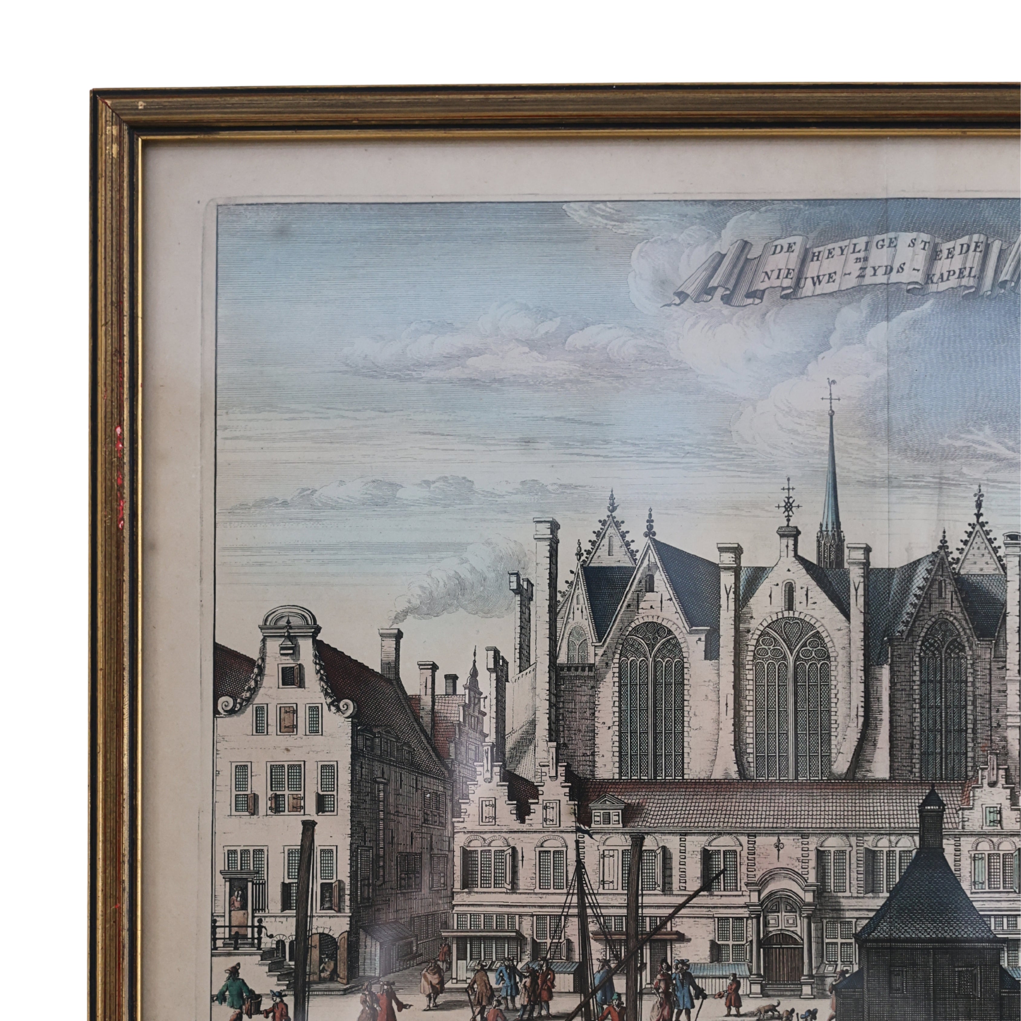 18th c. Caspar Commelin Amsterdam Engraving – "De Heylige Stede / Nieuwezijds Kapel"