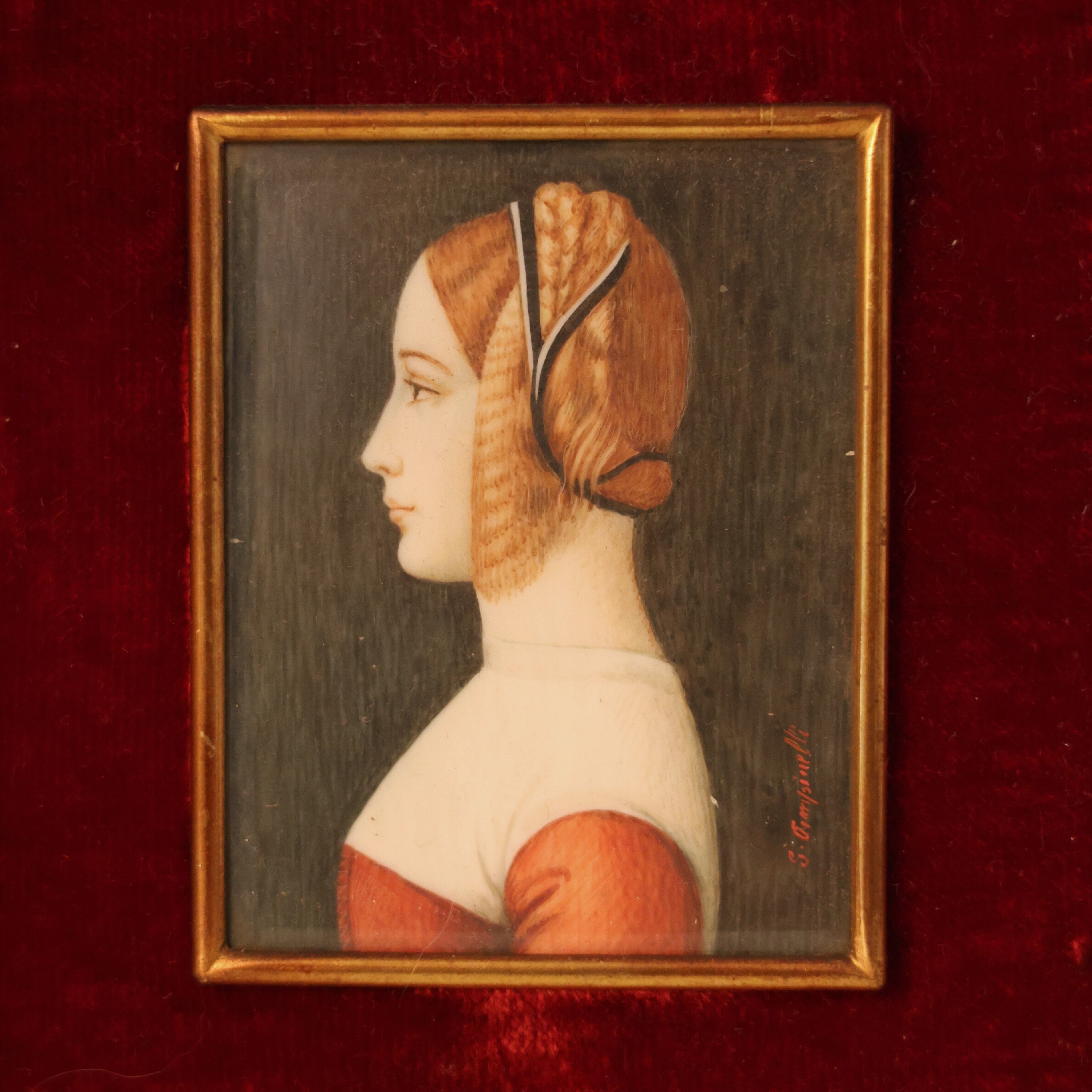 Profile of a Lady — Italian Hand-Painted Portrait