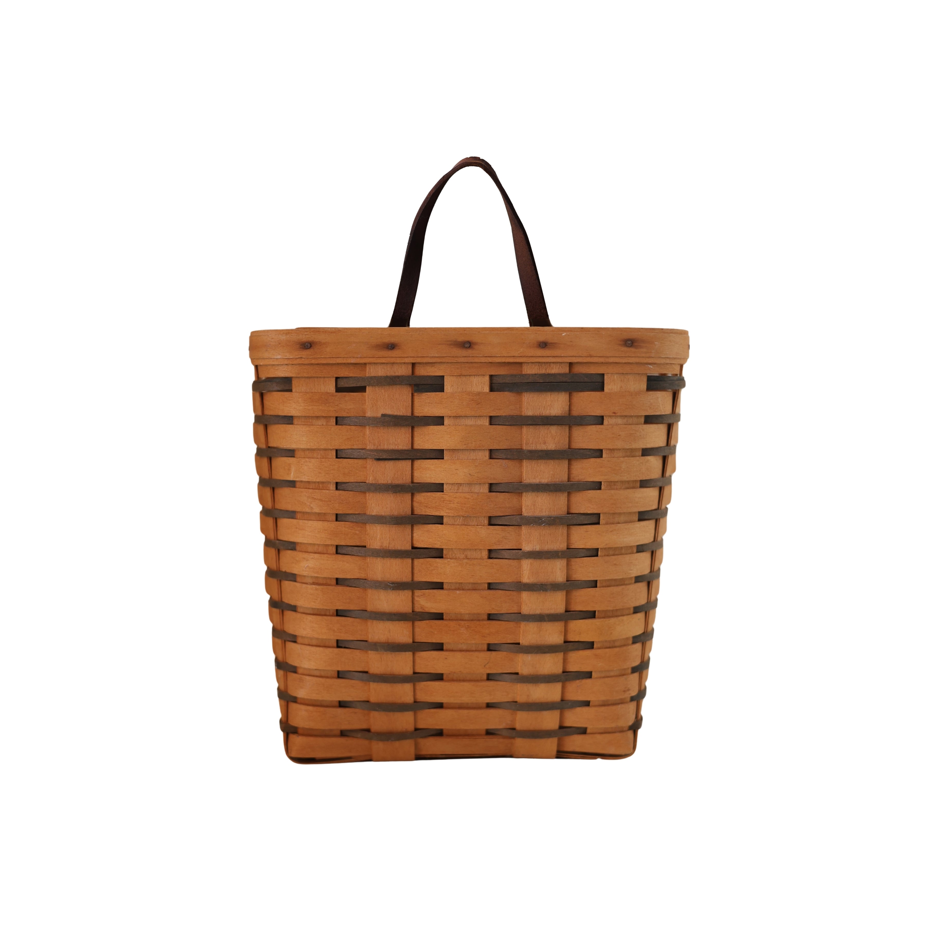 Longaberger Handwoven Basket with Leather Handle