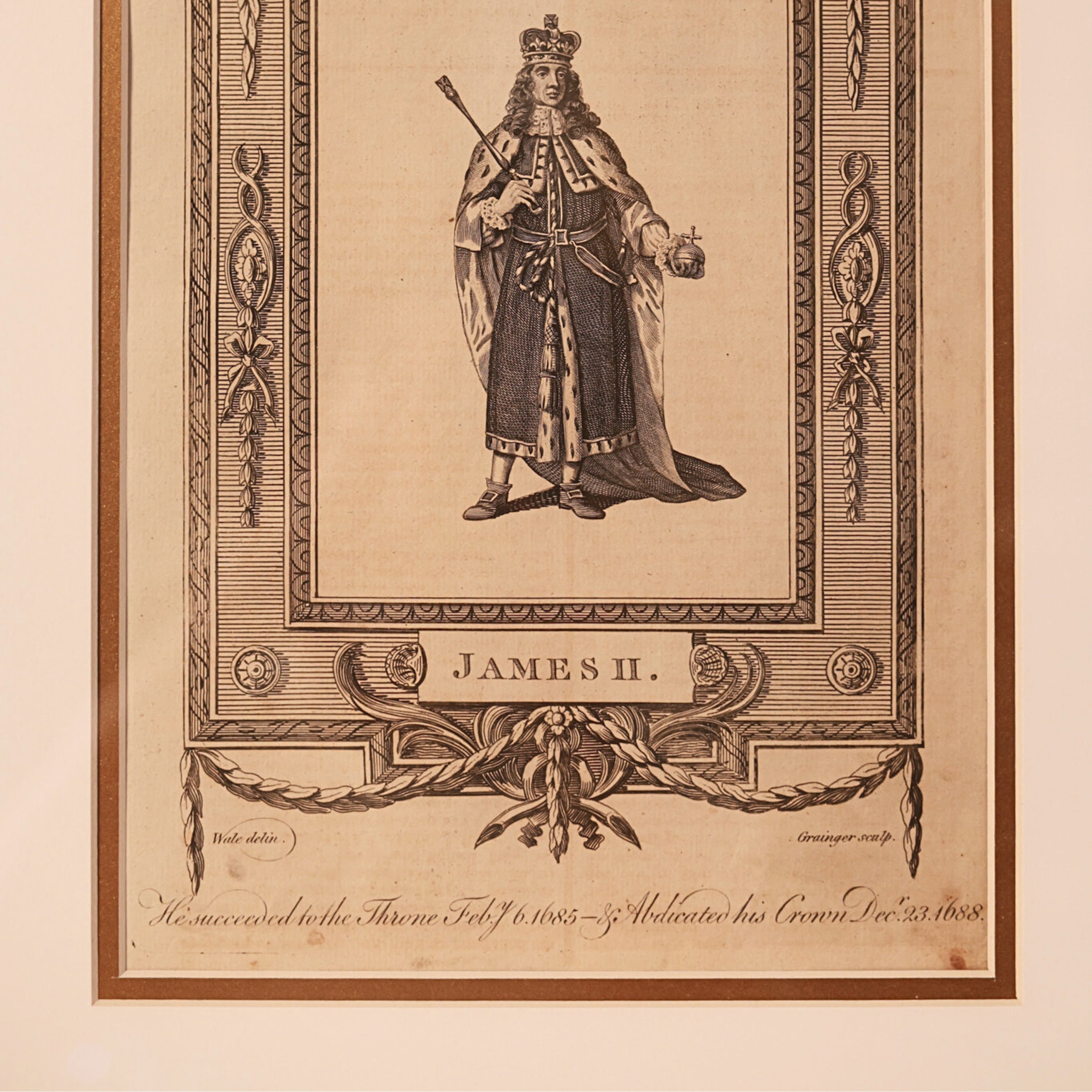 18th c. Copperplate Engraving – King James II
