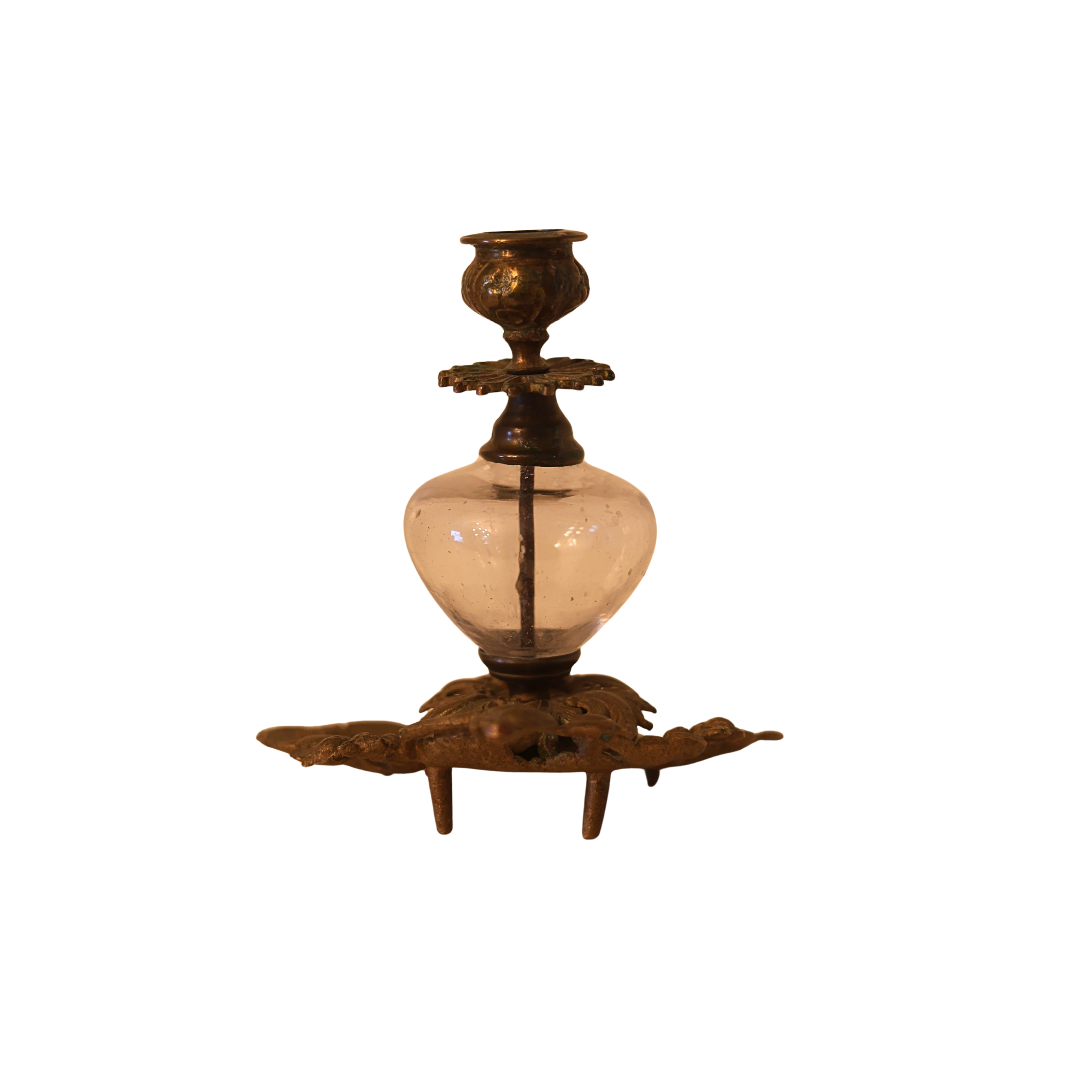 Ornate Brass and Glass Candleholder