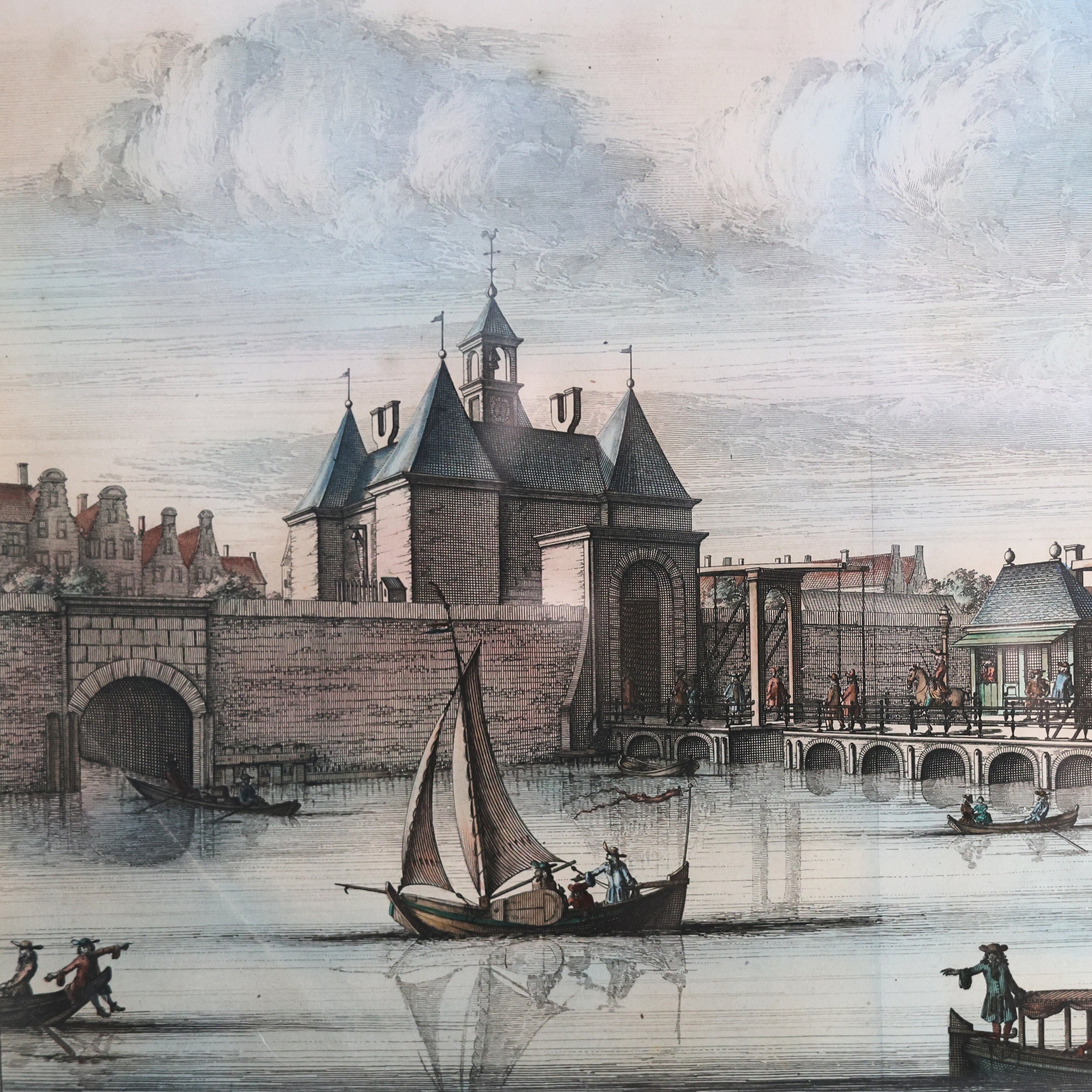 18th c. Caspar Commelin Amsterdam Engraving – De Leydtsche Poort (Leiden Gate)